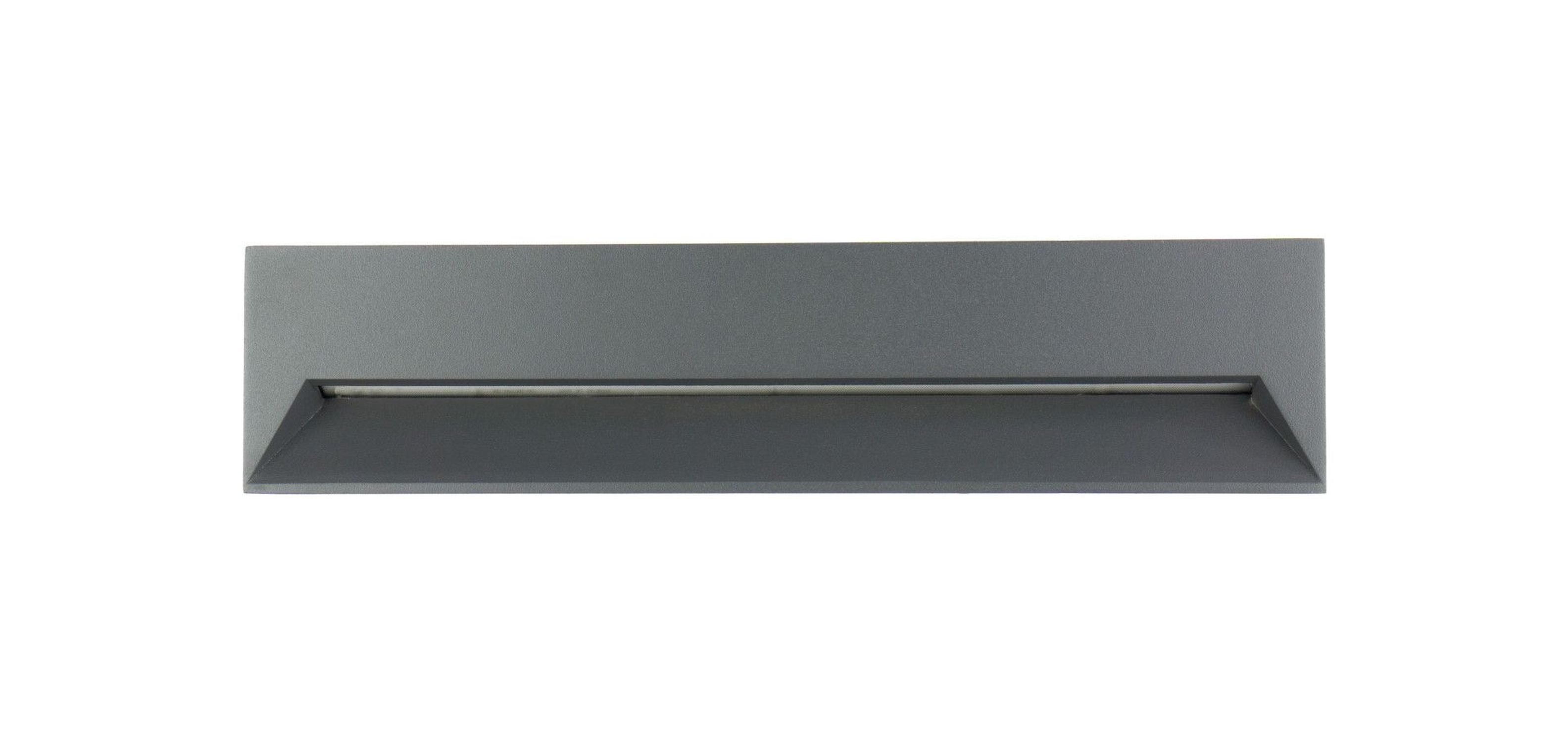 Licht-Erlebnisse Außen-Wandleuchte EIDAN, LED fest integriert, Aluminium Glas LED IP65 32 cm breit Anthrazit länglich 610 lm Modern