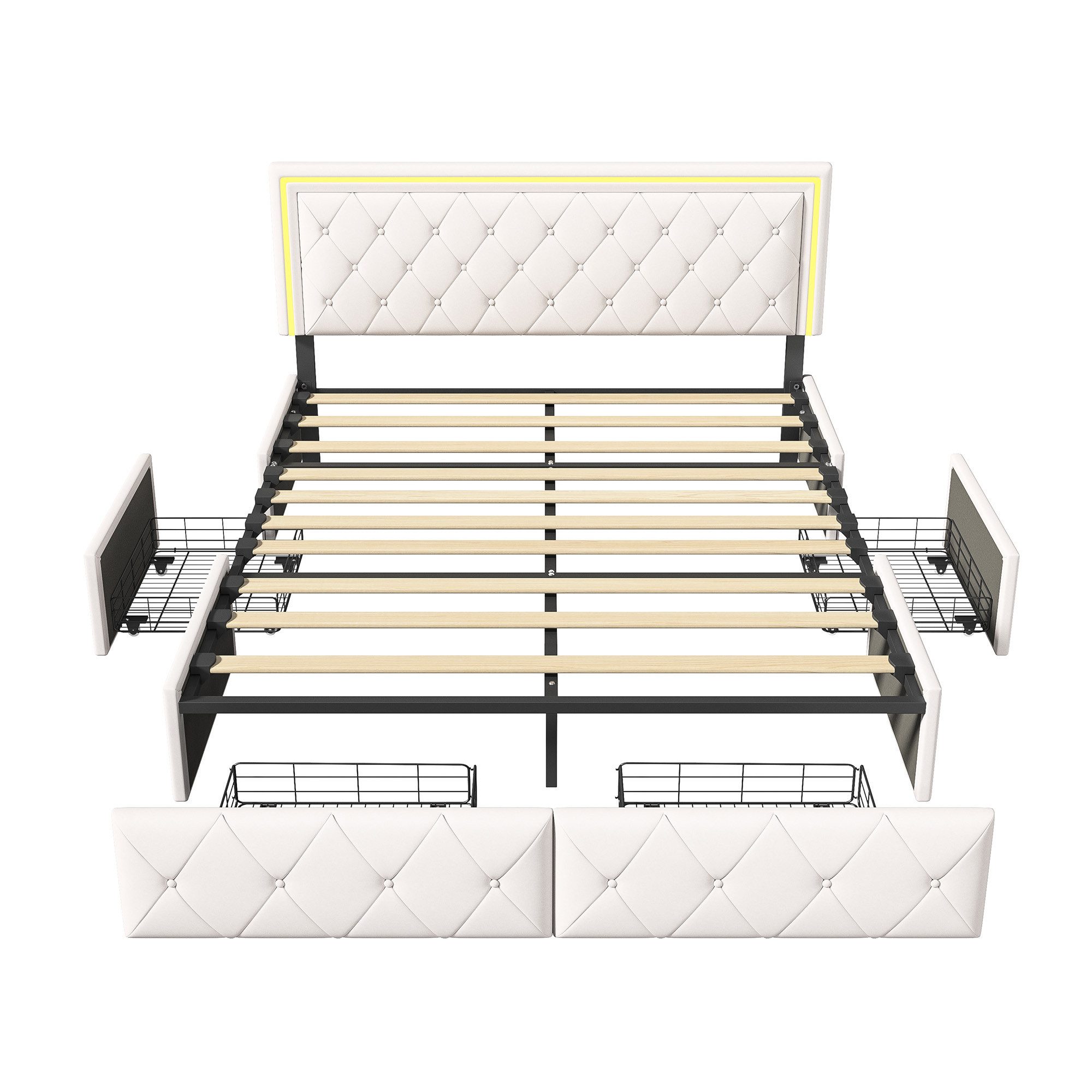 Furnishings Home Polsterbett Doppelbett LED Stauraumbett Modern (inkl. Vers günstig online kaufen