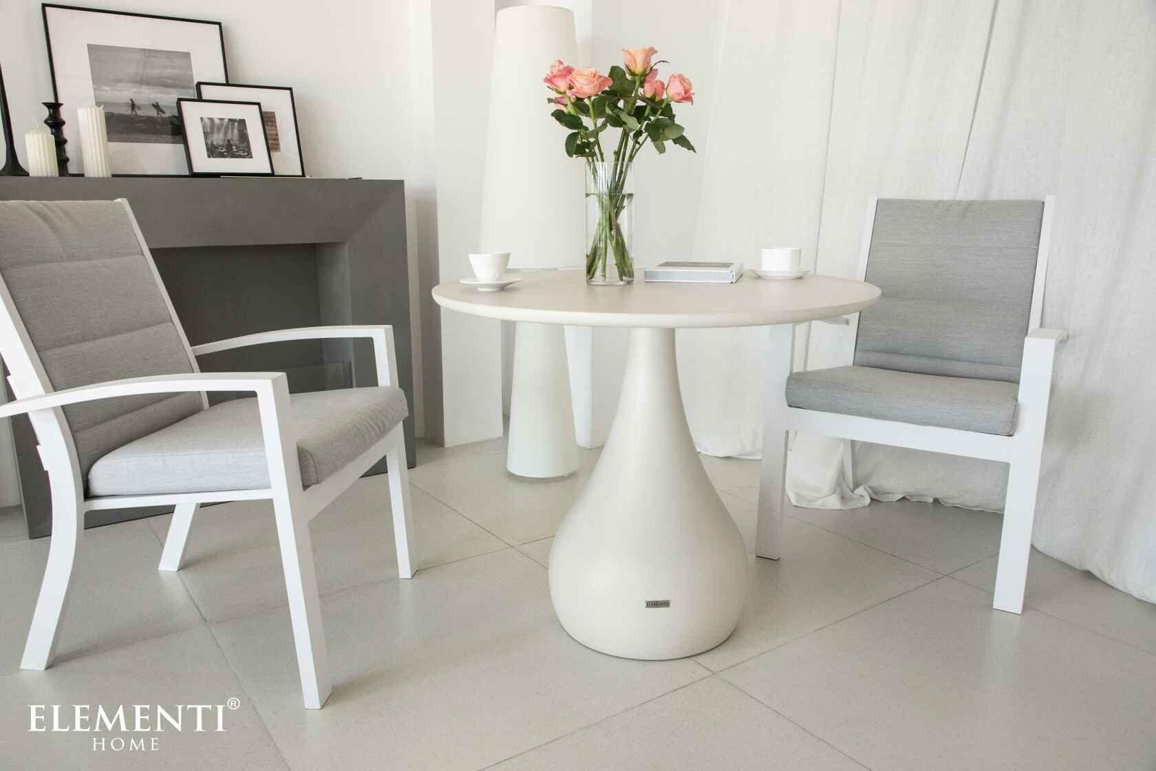ELEMENTI Esstisch Cordoba Runder Betontisch – wetterfest für innen & außen (1-St., Esstisch aus Beton), Cremeweiß,Beton