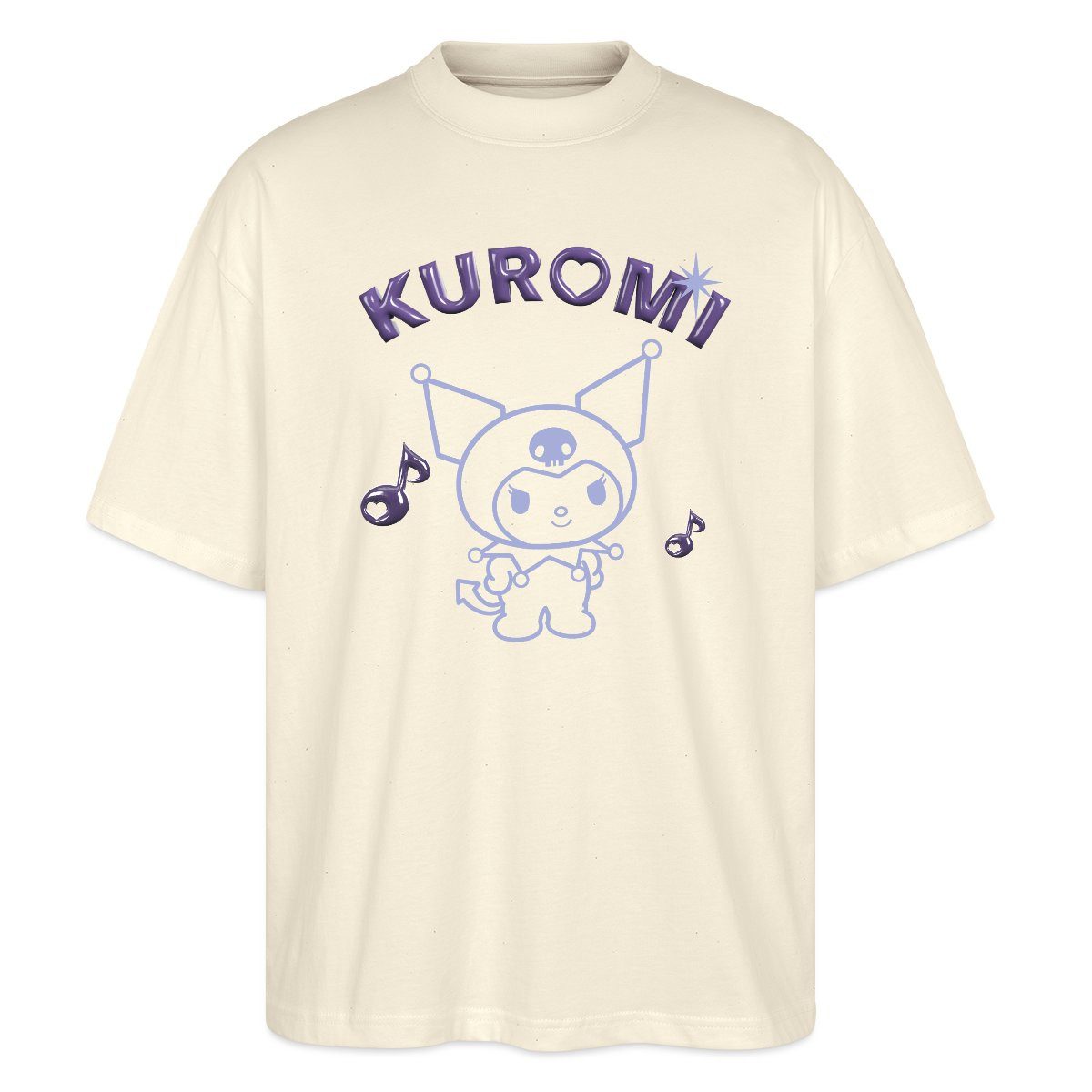 T-Shirt Kuromi Outline Mit Chrome Schriftzug Oversize Unisex T-Shirt