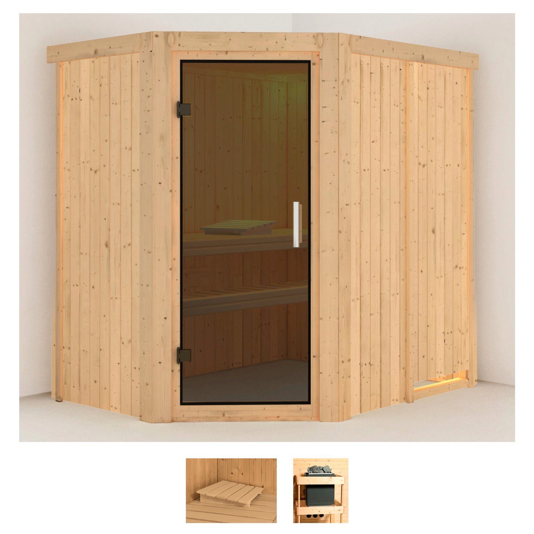 Karibu Sauna Swantje, BxTxH: 151 x 196 x 198 cm, 68 mm, (Set) ohne Ofen