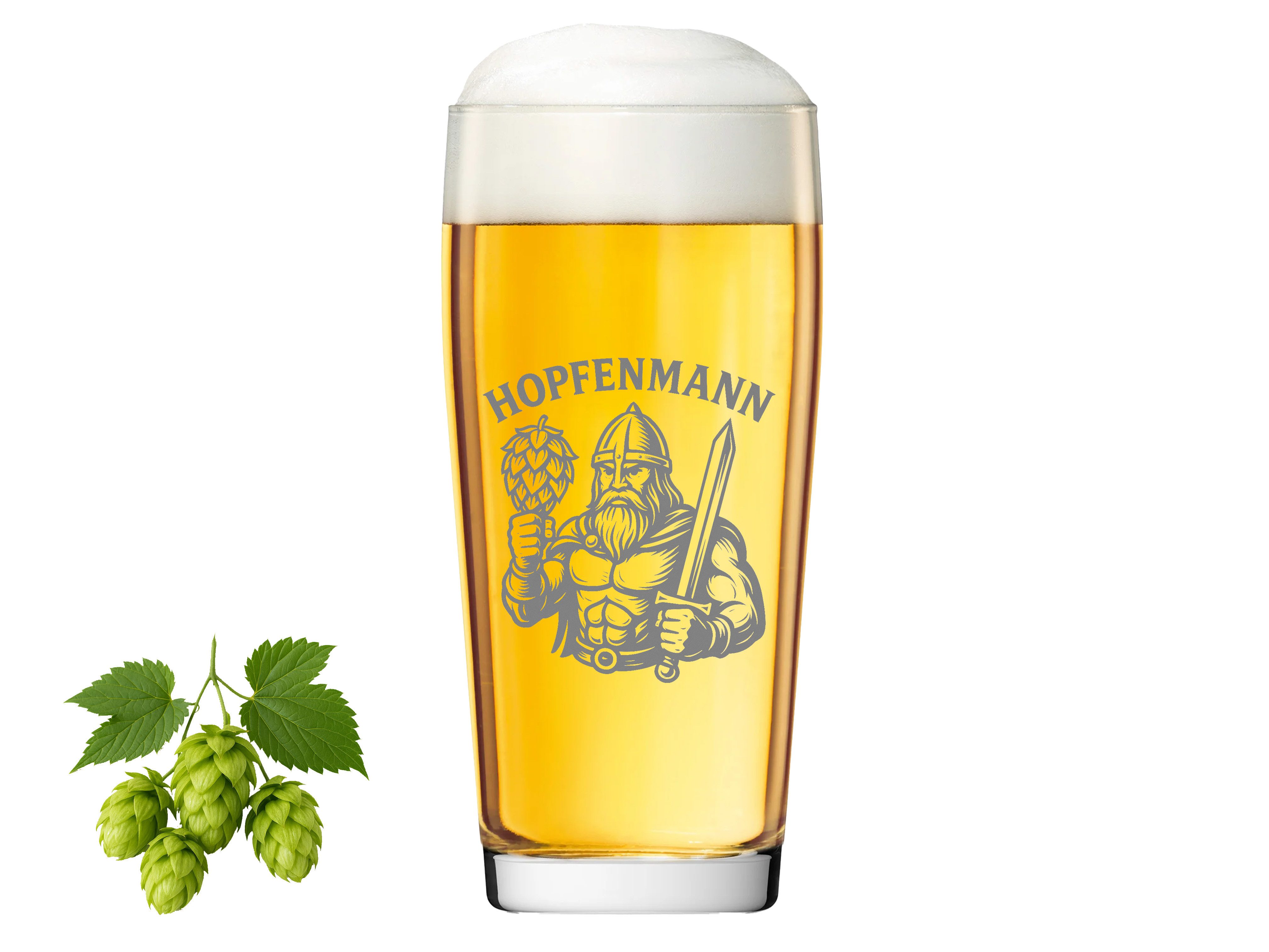 Valhalla Bierglas Gravur Hopfenmann - 500ml absolut spülmaschinenfest, 1-tlg., Glas, Atemberaubende Darstellung