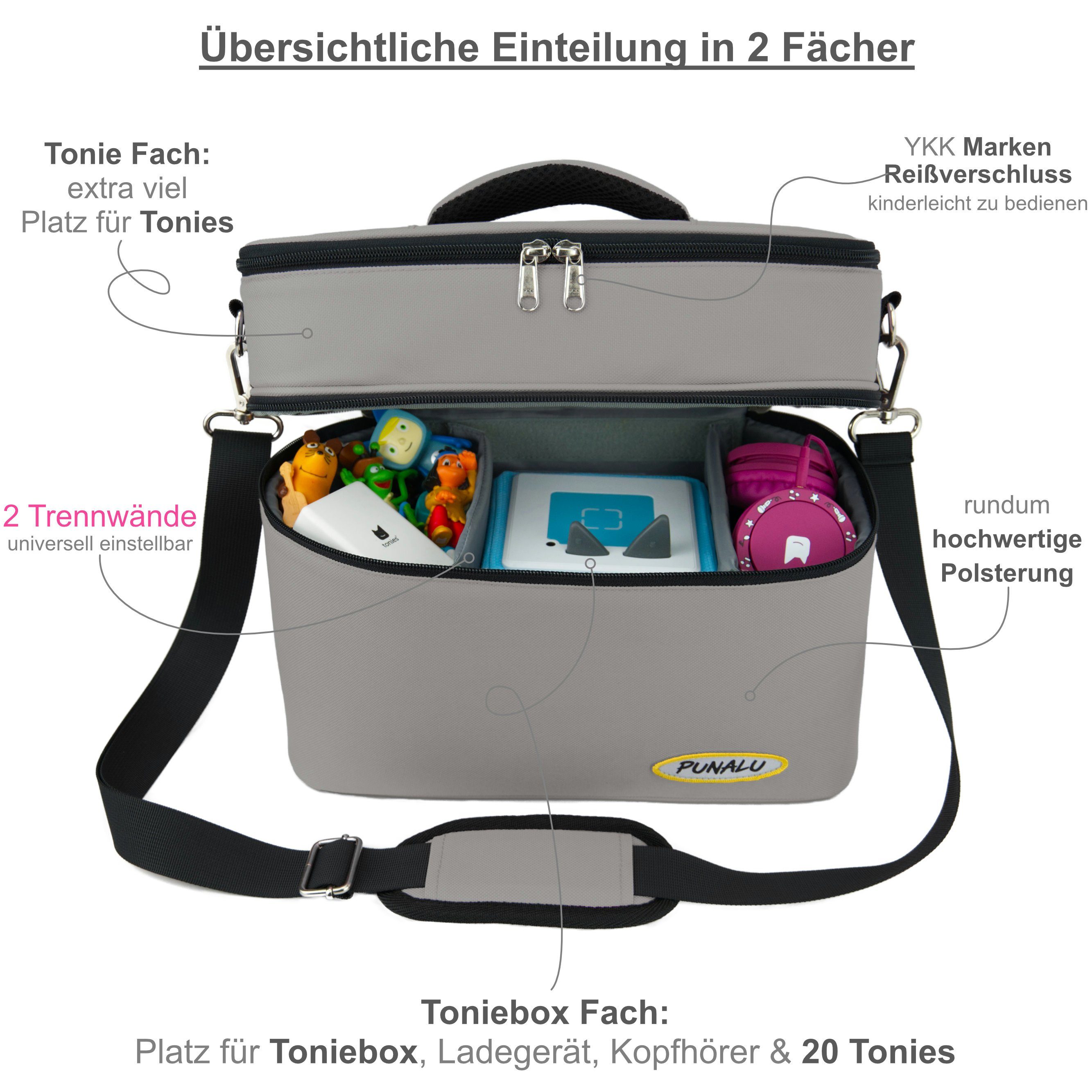 PUNALU Aufbewahrungstasche PUNALU XL Tasche für Toniebox 1 & 2 – Platz für bis zu 68 Tonies, mit abnehmbaren Schultergurt
