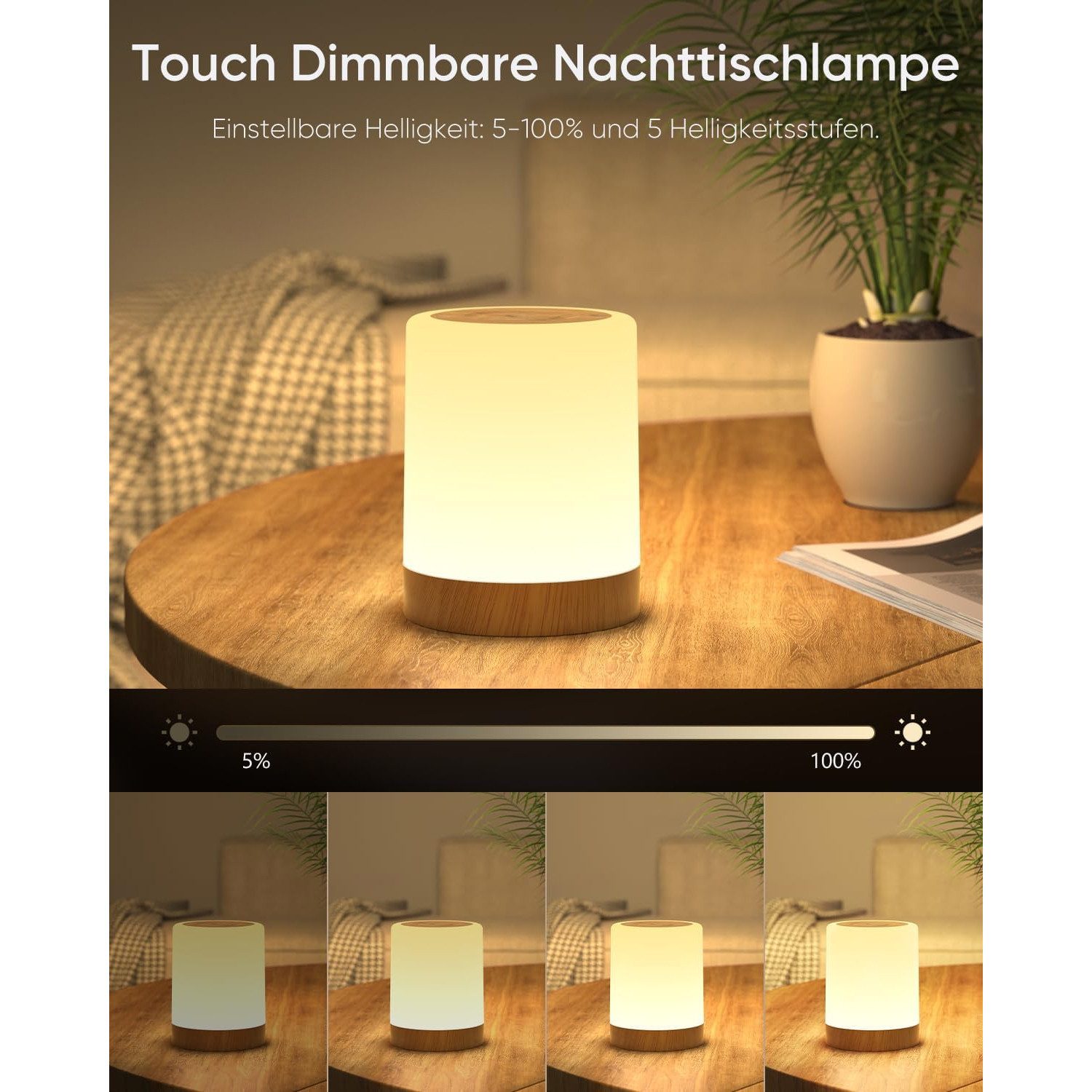 zggzerg LED Nachttischlampe Touch Dimmbar Nachtlicht günstig online kaufen