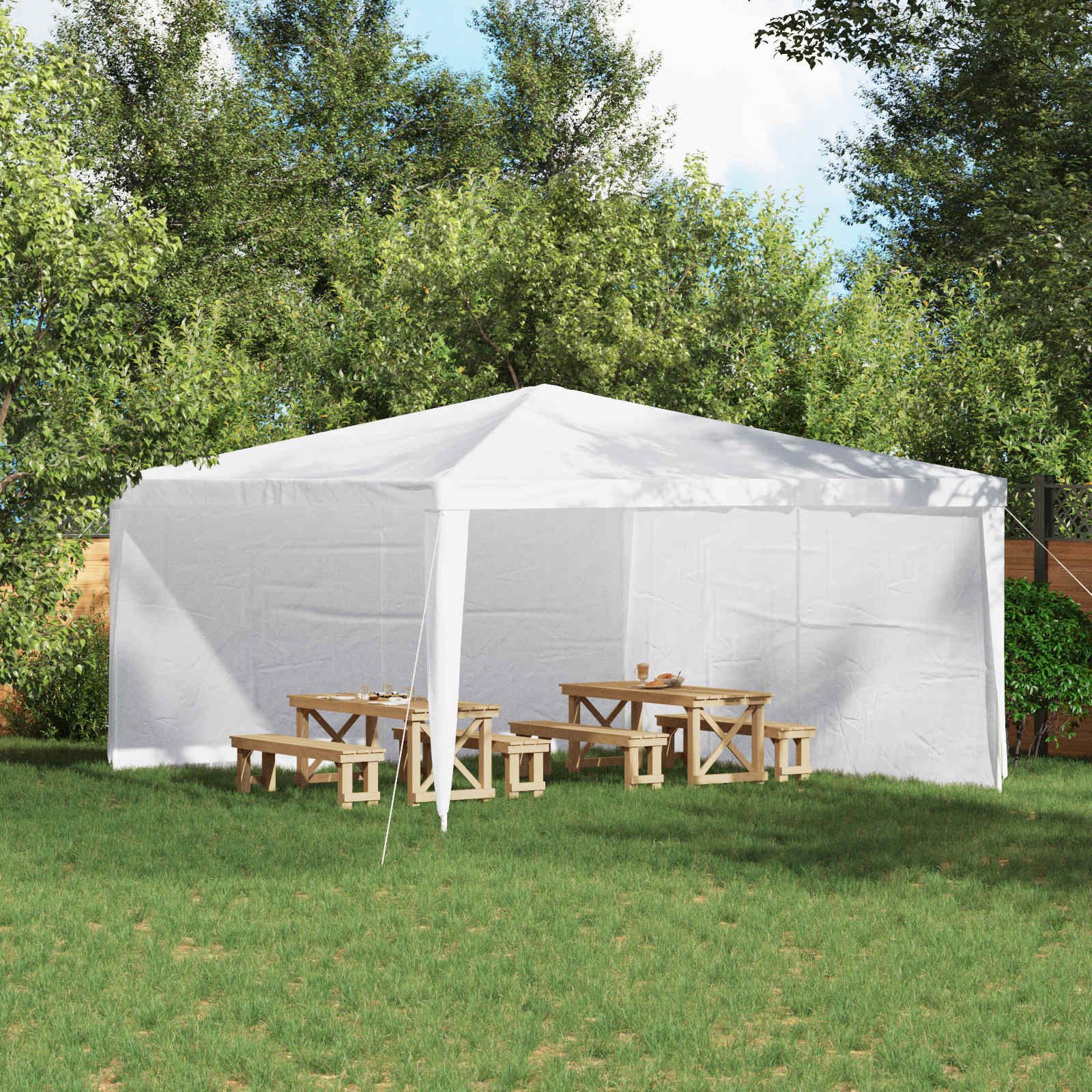 vidaXL Partyzelt Party Zelt Seitenteil 2 pcs Weiß 400 x 195 cm PE und Stahl