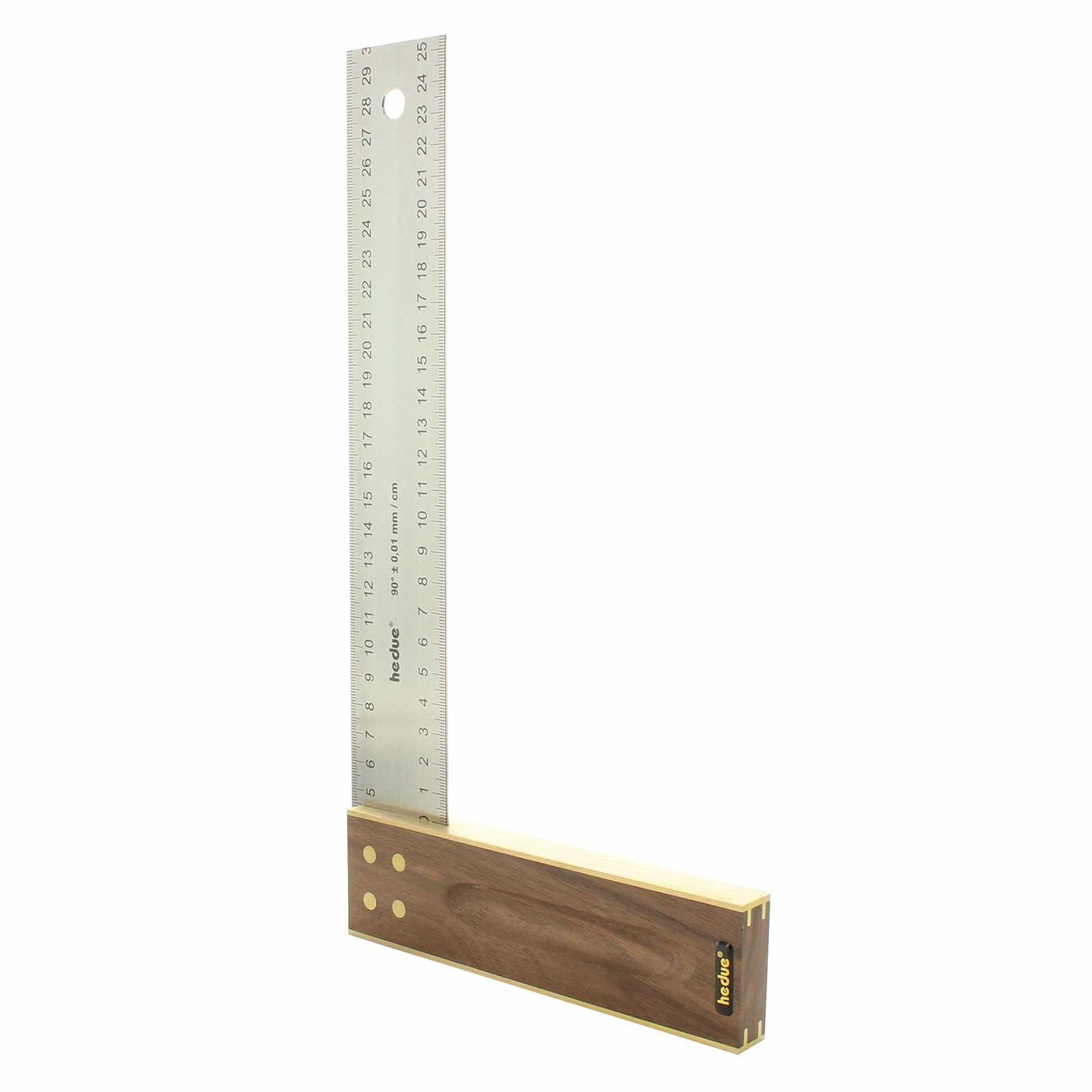 HEDUE Winkelmesser Tischlerwinkel Nussbaum, Anschlagwinkel, Edelstahlblatt, 45mm, bis 0.06°