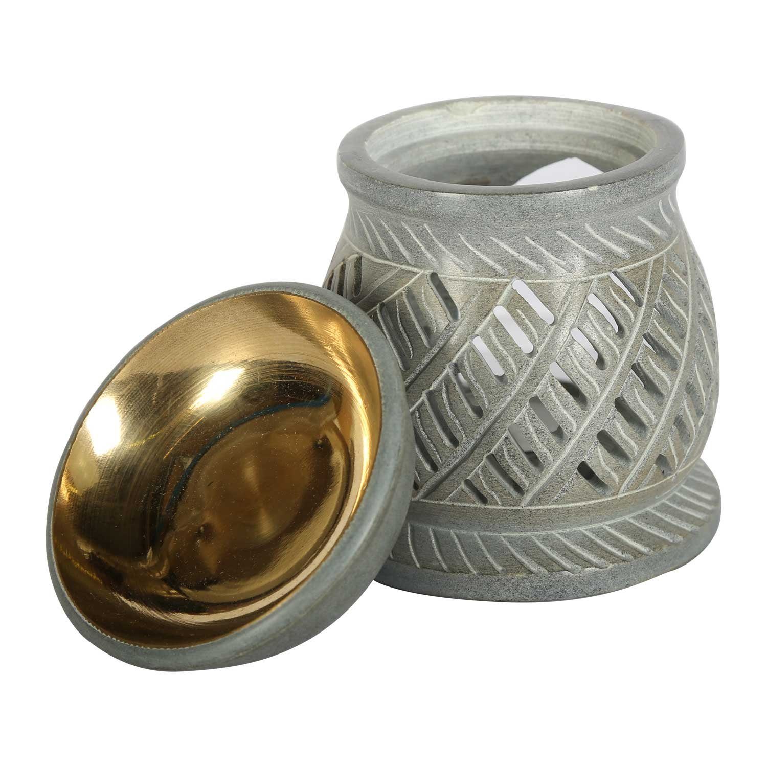 Casa Moro Duftlampe Orientalische Duftlampe Namaste aus Soapstone Diffusor Teelicht, handgeschnitzt Teelichthalter Windlicht – Bild 3 von 3