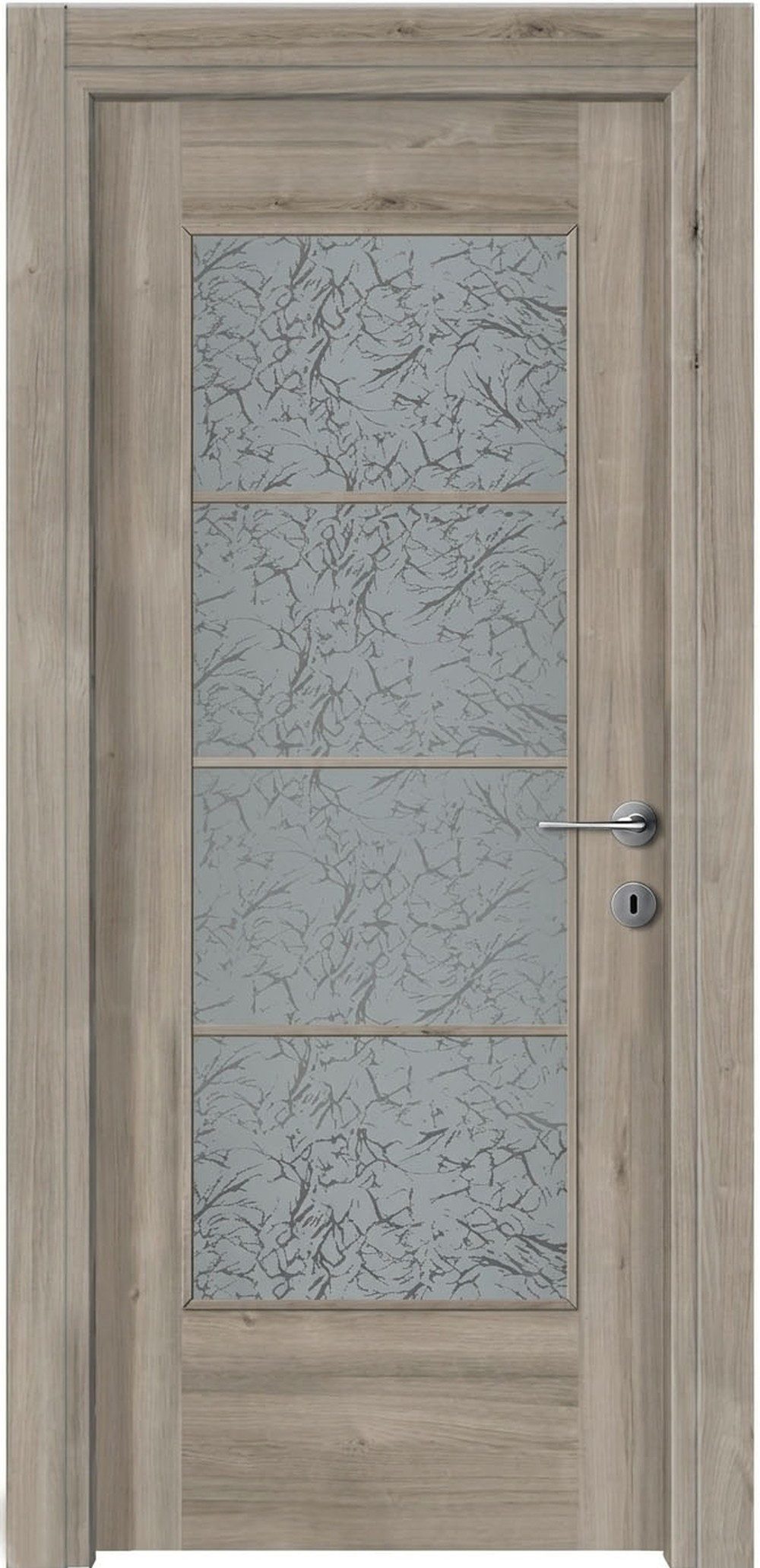 Xlmoebel Zimmertür Moderne hellbraune MDF-Zimmertür mit Milchglas-Einsatz, Made in Europa