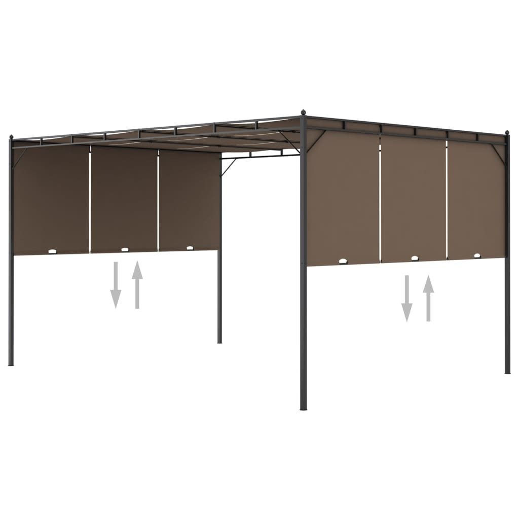 vidaXL Partyzelt Gartenpavillon mit Seitenvorhang 4x3x2,25 m Taupe