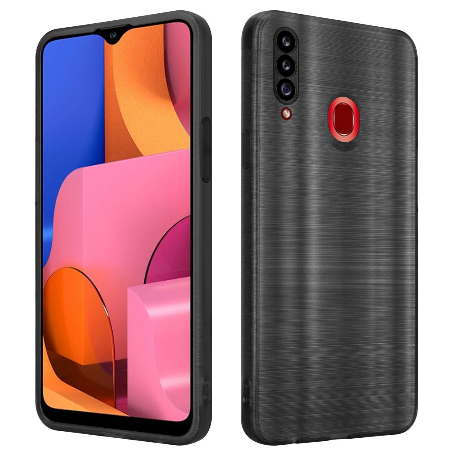 Cadorabo Handyhülle für Samsung Galaxy A20s Hülle Samsung Galaxy A20s, Schutzhülle - TPU Silikon Hülle - im Brushed Design