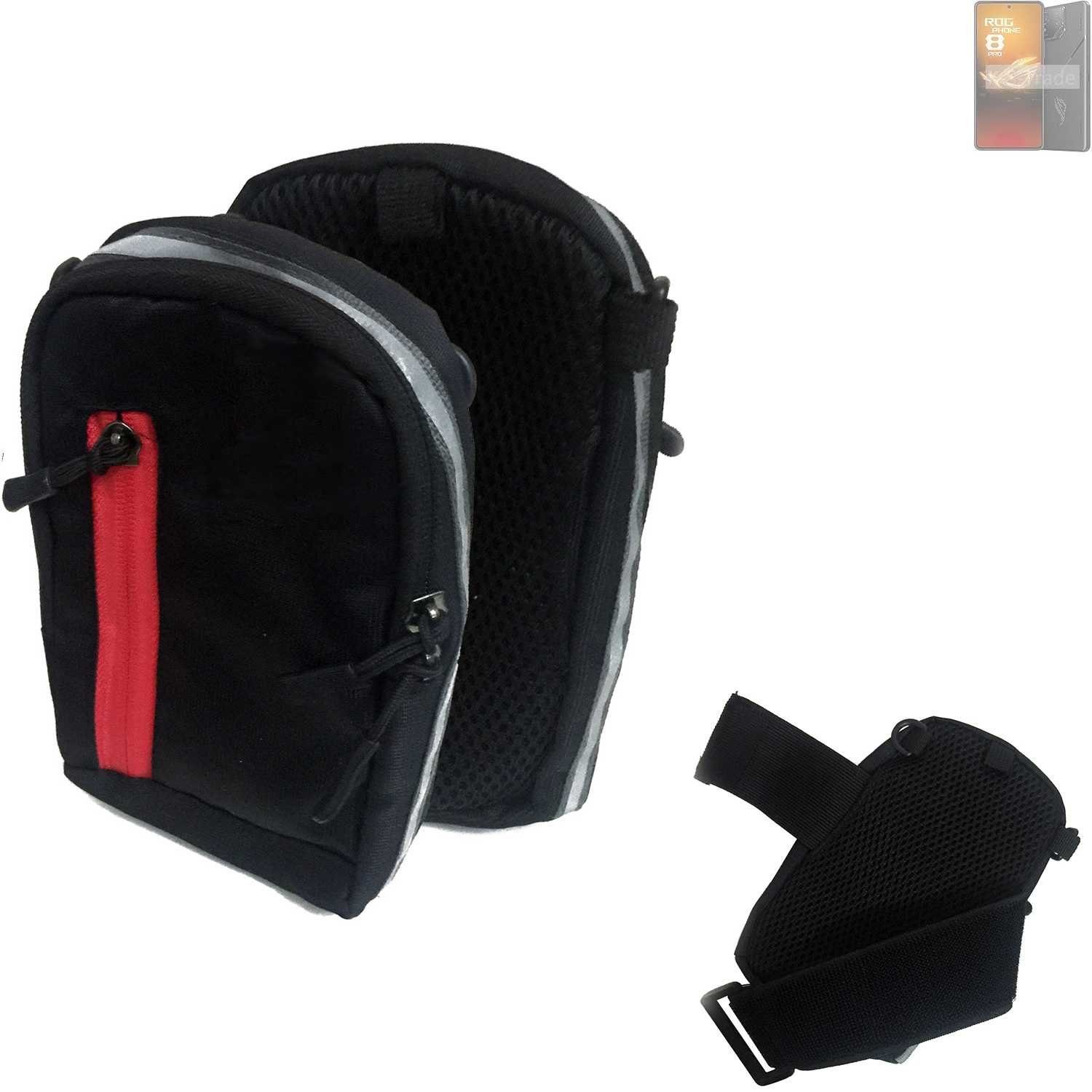 K-S-Trade Handyhülle für Asus ROG Phone 8 Pro, Outdoor Gürteltasche Holster Umhängetasche schwarz Handy Tasche
