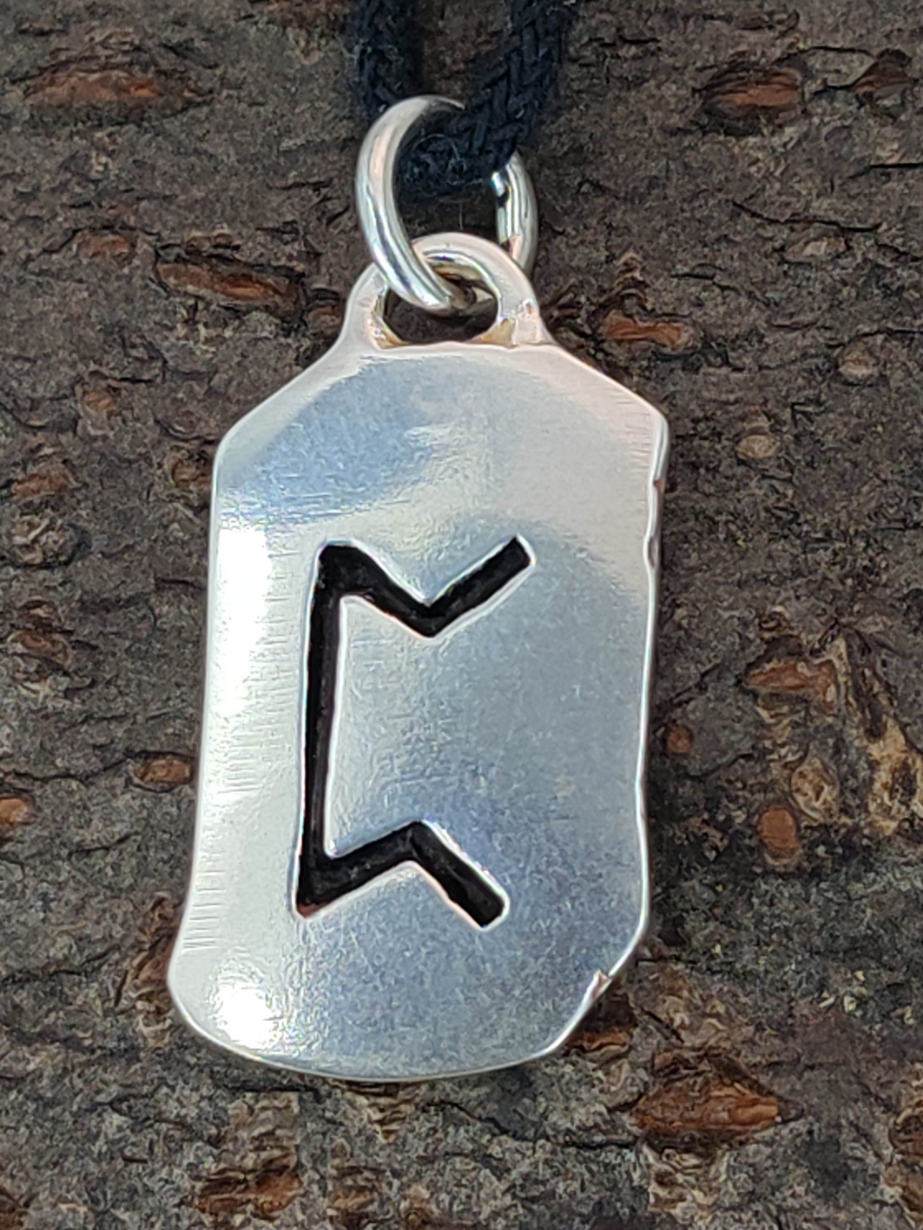 Silber Perthro 925 Kettenanhänger P Leather Sterling Buchstabe of Kiss Rune