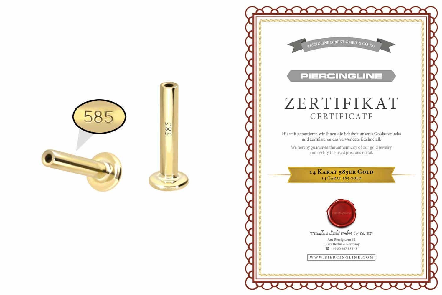 PIERCINGLINE Piercing-Set 14 Karat Gold Labret günstig online kaufen
