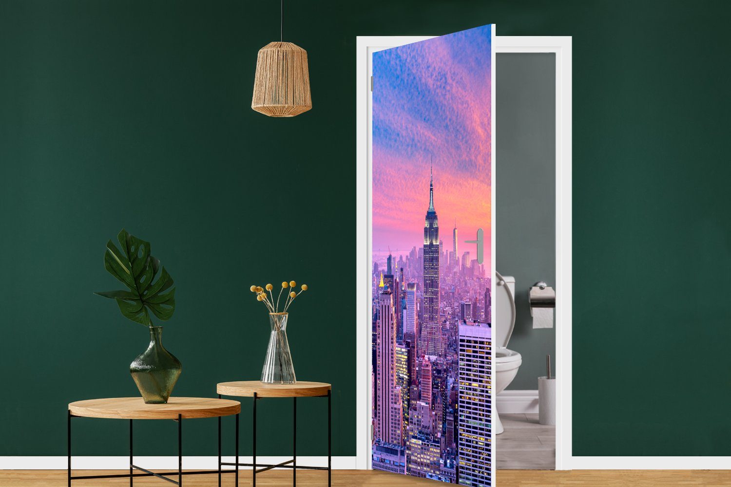 MuchoWow Türtapete New York - St), Tür, Fototapete - Skyline, 75x205 Türaufkleber, bedruckt, (1 für Matt, cm Farben