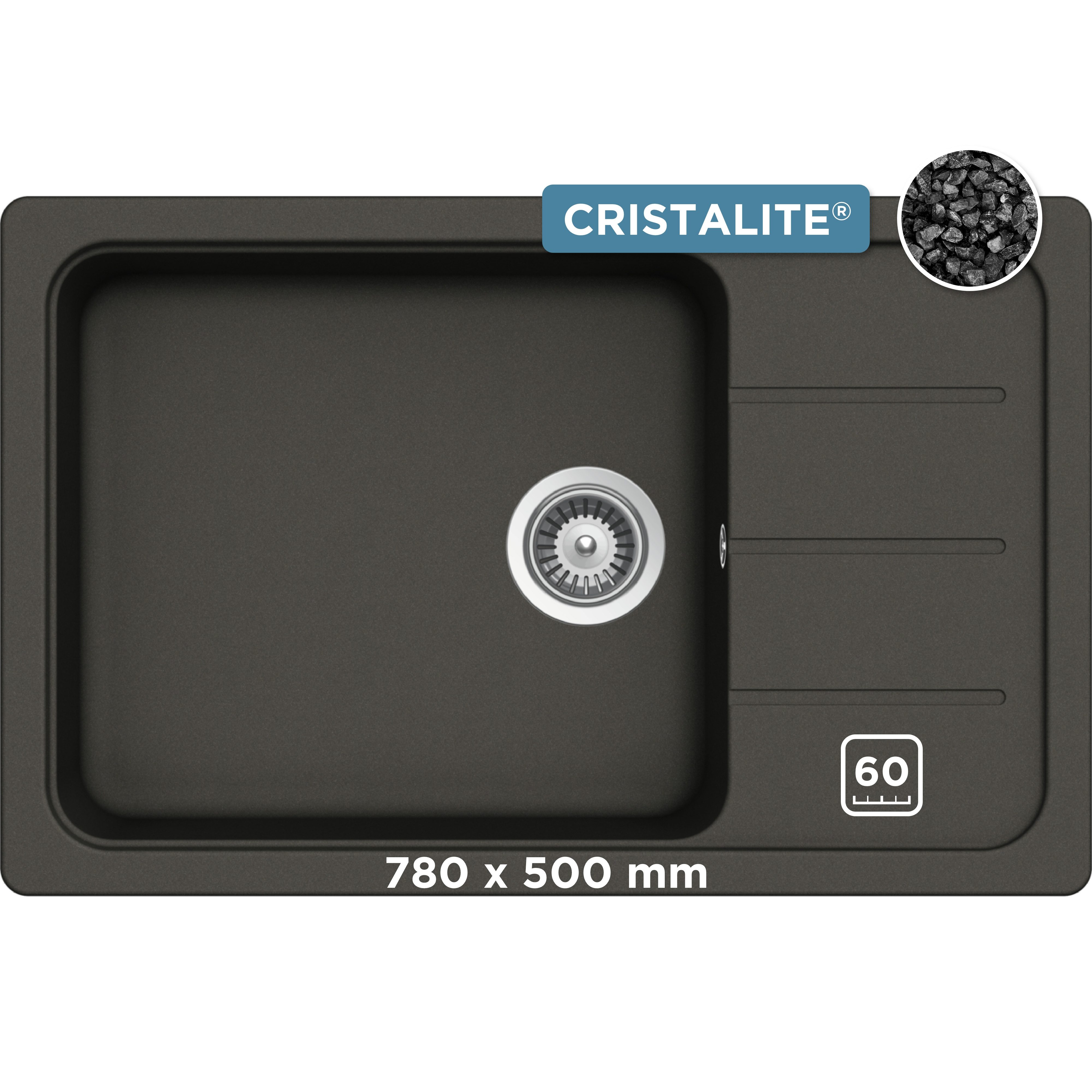 Schock Granitspüle Formhaus D-100LS, eckig, 78/50 cm, für kleine Küchen