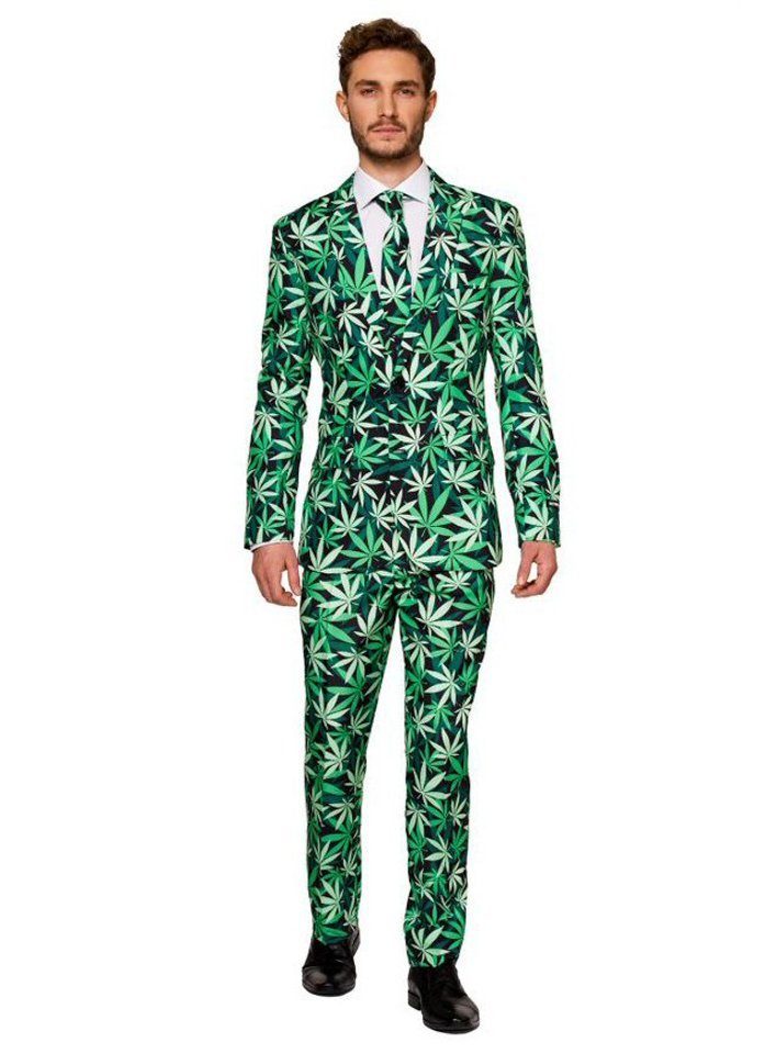 Opposuits Kostüm »SuitMeister Cannabis«, Der Weed 'Smoking': cooler Anzug  Für druffe Typen