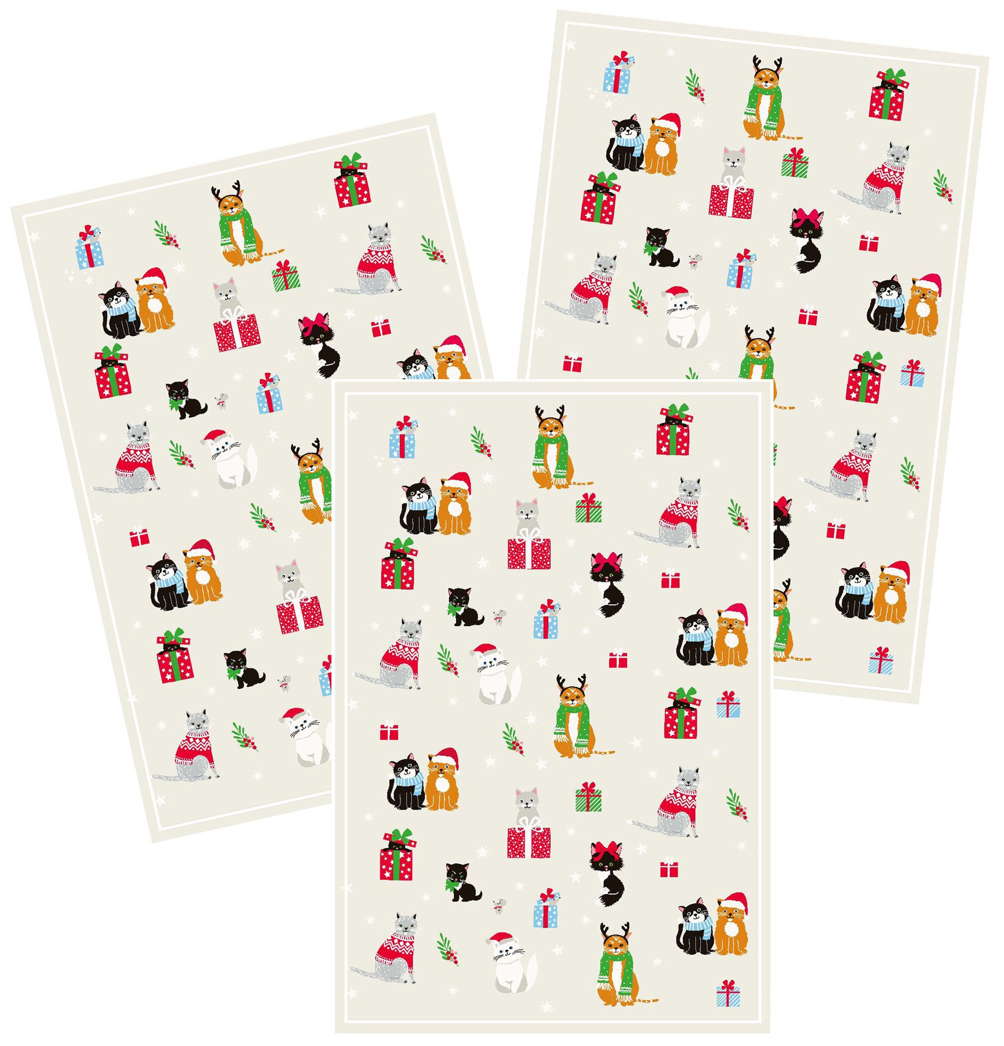 Kracht Geschirrtuch Weihnachtskatzen, (3-tlg., 3-teilig), 3er Pack Geschirr günstig online kaufen