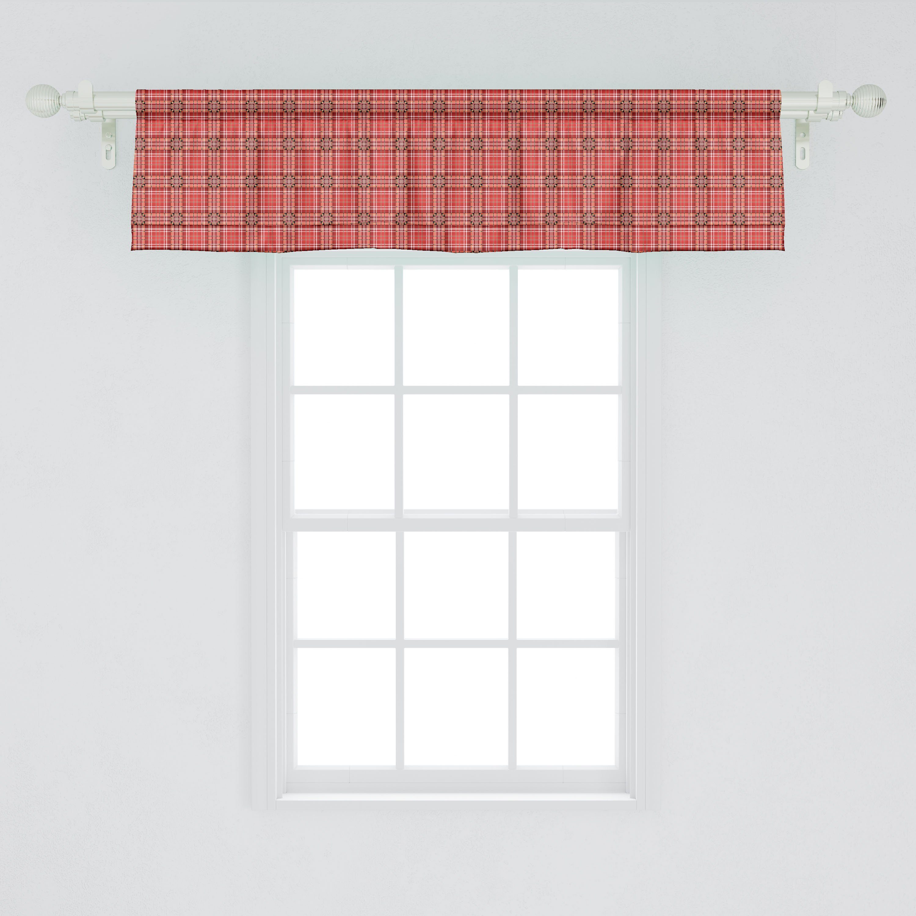 Scheibengardine Vorhang für Dekor Weiße mit und Stangentasche, Kariert Schlafzimmer Microfaser, Abakuhaus, Linien Volant Zellen Küche