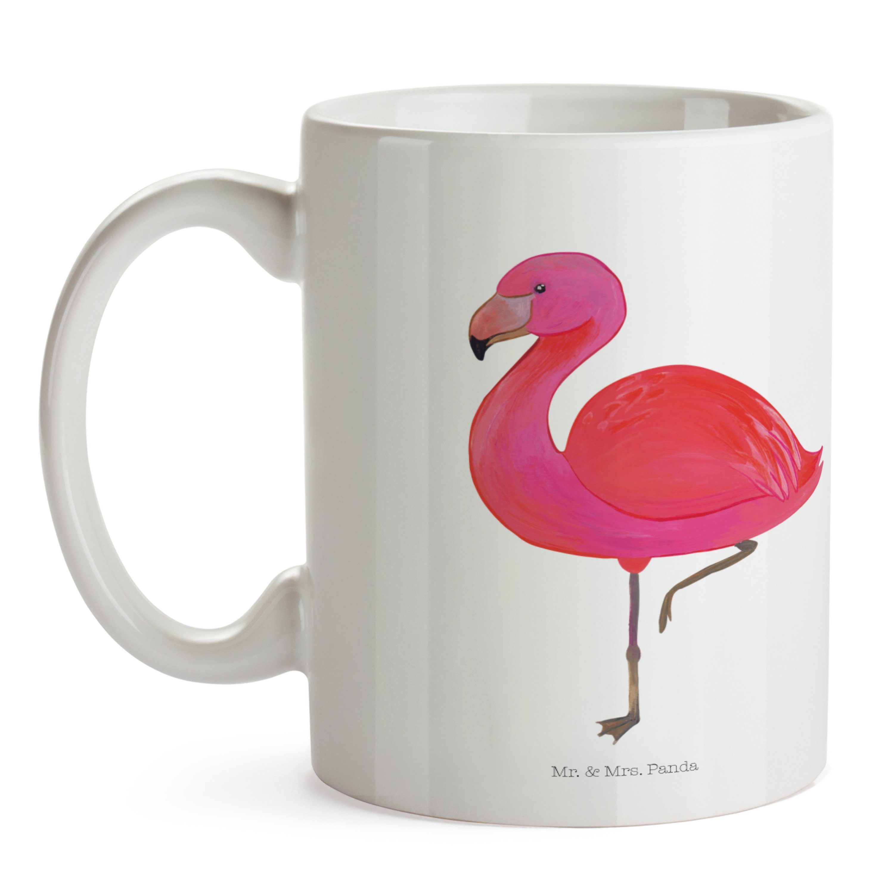 Mr. & Mrs. Panda Tasse rosa, Weiß classic Tasse, Motive, Tasse - Geschenk, Keramik - Kerami, Flamingo
