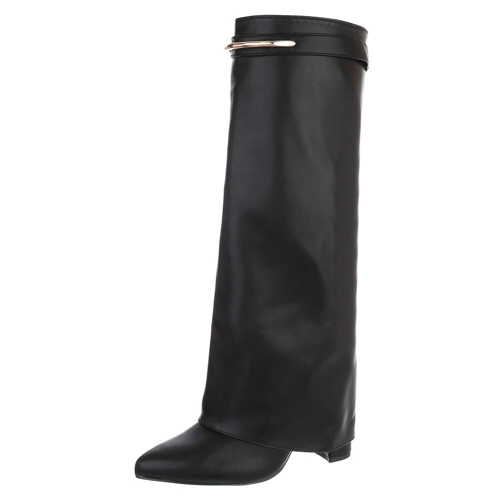 Ital-Design Damenstiefel hoher Schaft elegant modern High-Heel-Stiefel (92457624) Blockabsatz Stiefel in Schwarz