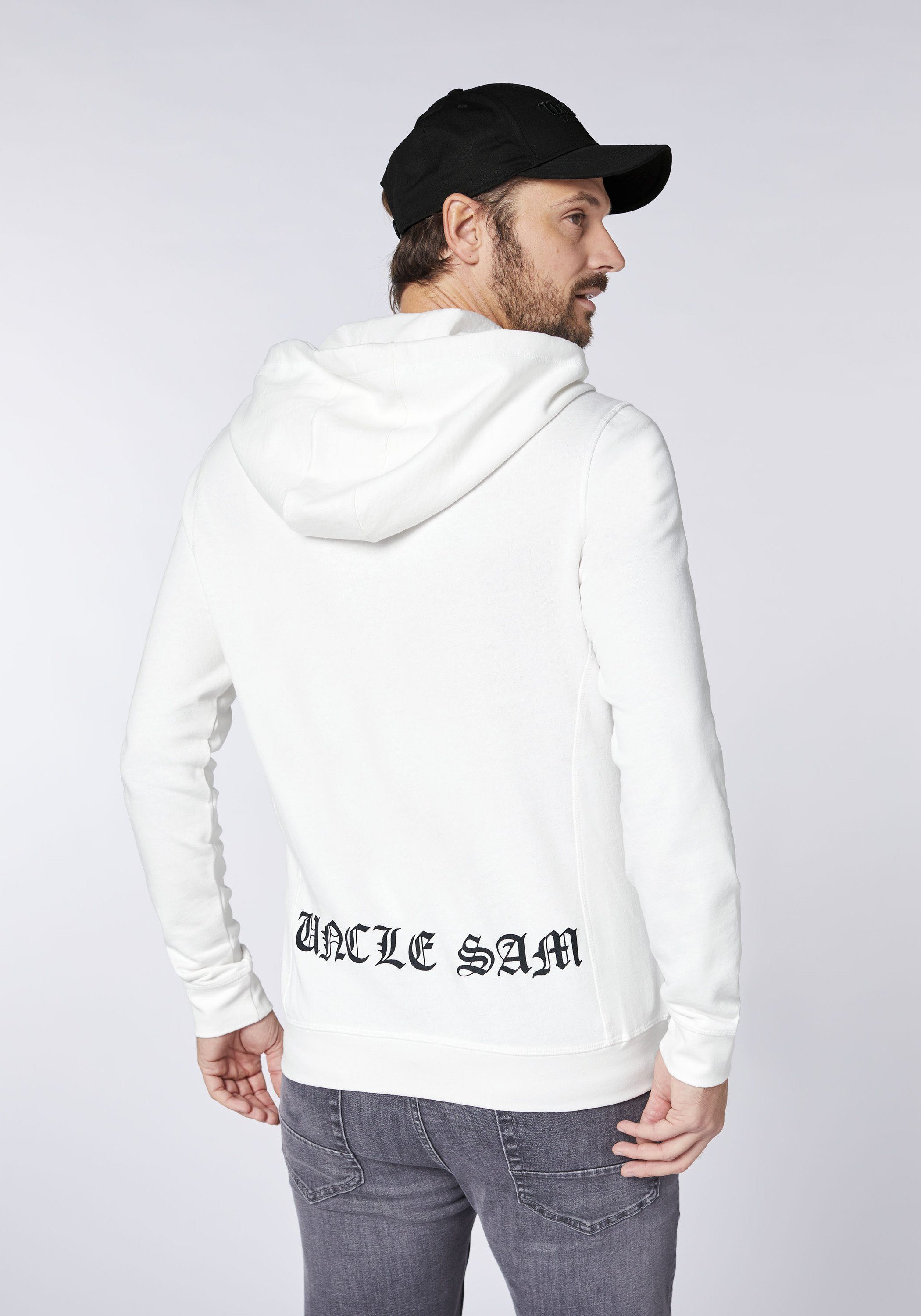 Frontprint Kapuzensweatshirt Bright Uncle White Sam 11-0601 mit großem