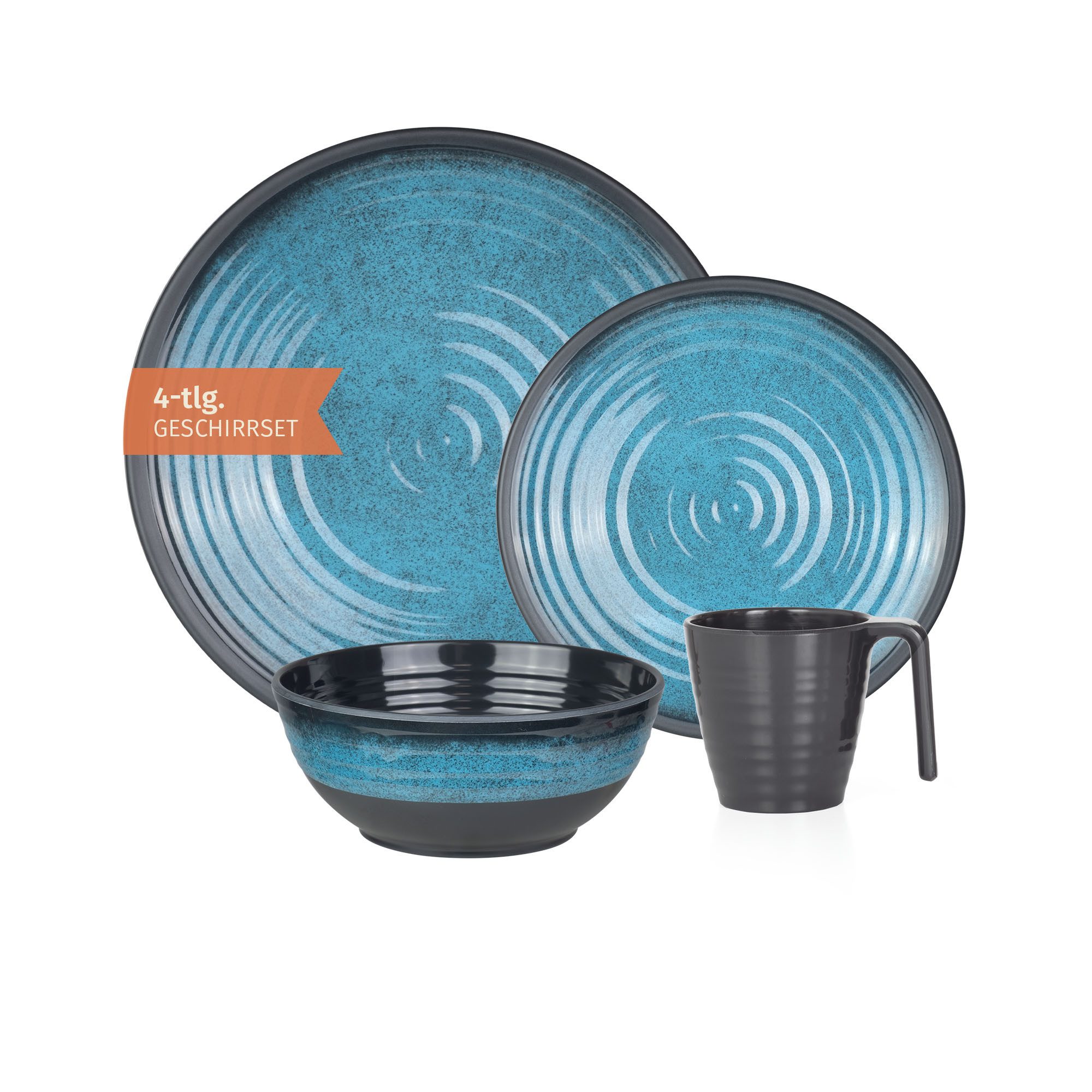 Moritz Geschirr-Set Camping Geschirr Stone Blue 4-teilig