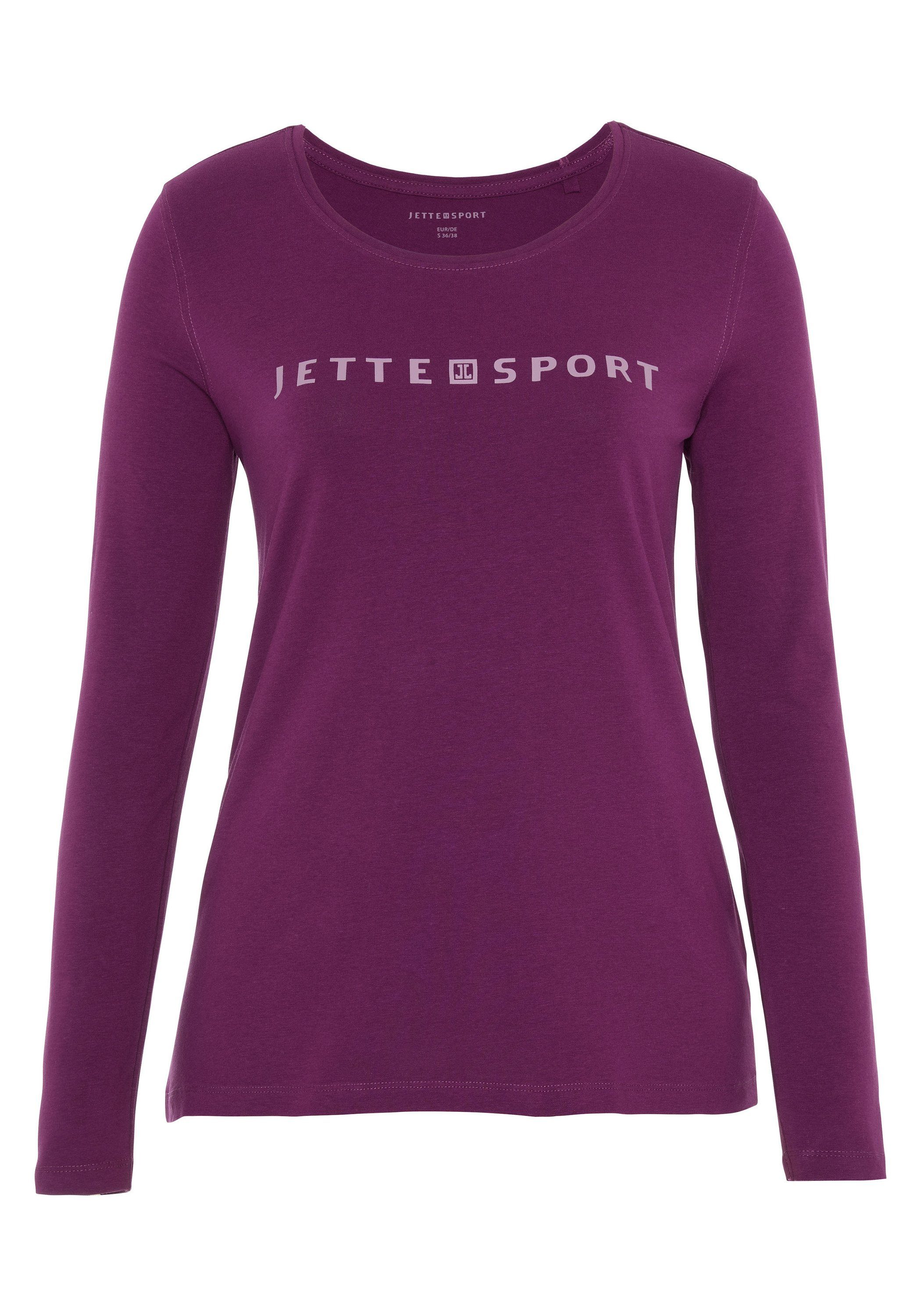 JETTE SPORT Langarmshirt mit 19-2524 Dark Purple Jette Sport Label-Druck