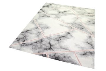 Teppich Teppich Marmor Design Wohnzimmer Flur rosa grau creme - pflegeleicht, Carpetia, rechteckig, Höhe: 9 mm