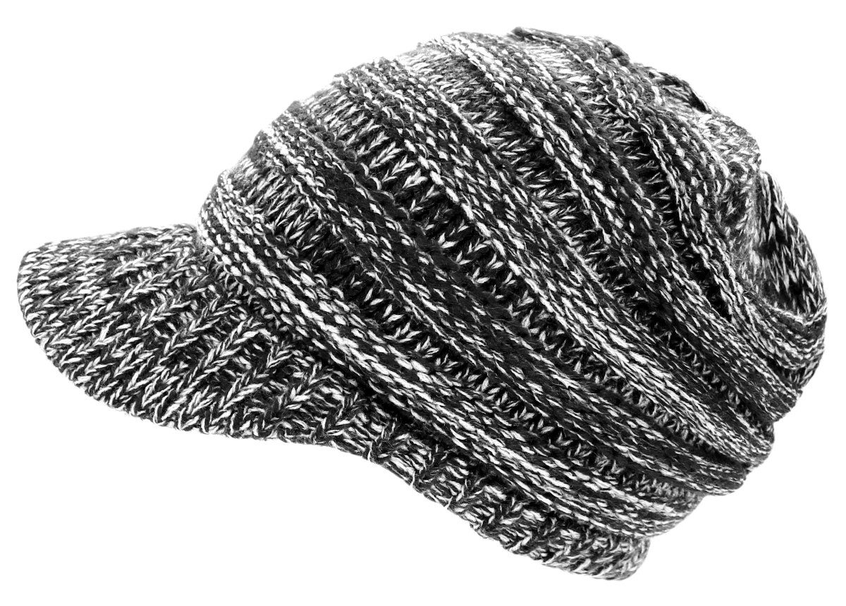 dy_mode Schirmmütze Damen Strickmütze Herren Schirmmütze Gestrickt Winter Mütze mit Schirm fester Schirm