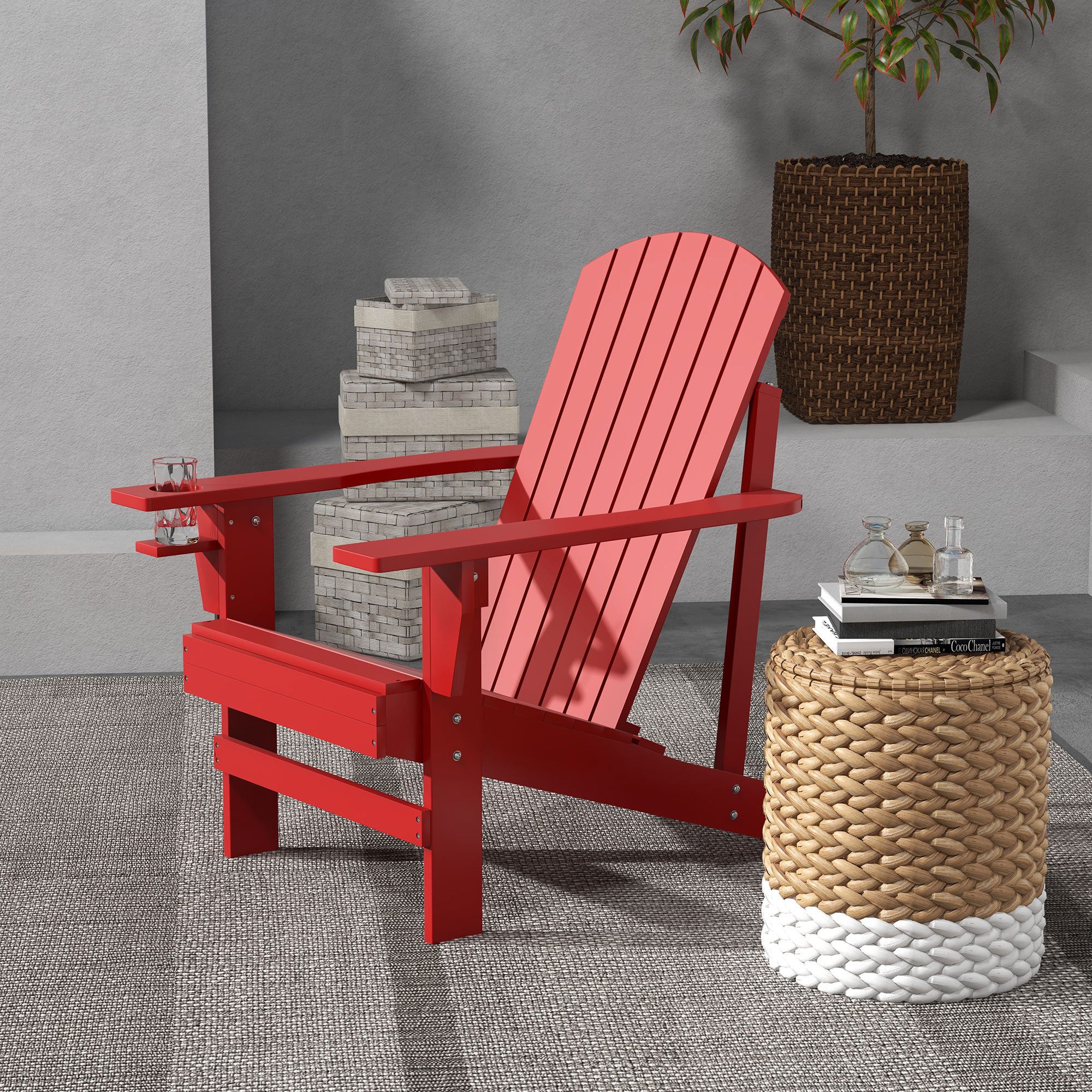 Outsunny Gartenstuhl Adirondackstuhl mit Becherhalter Gartenliege günstig online kaufen