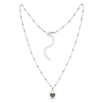 Schöner-SD Herzkette Halskette mit Anhänger rund und Zirkonia Herz schwarz Herzanhänger, 925 Silber