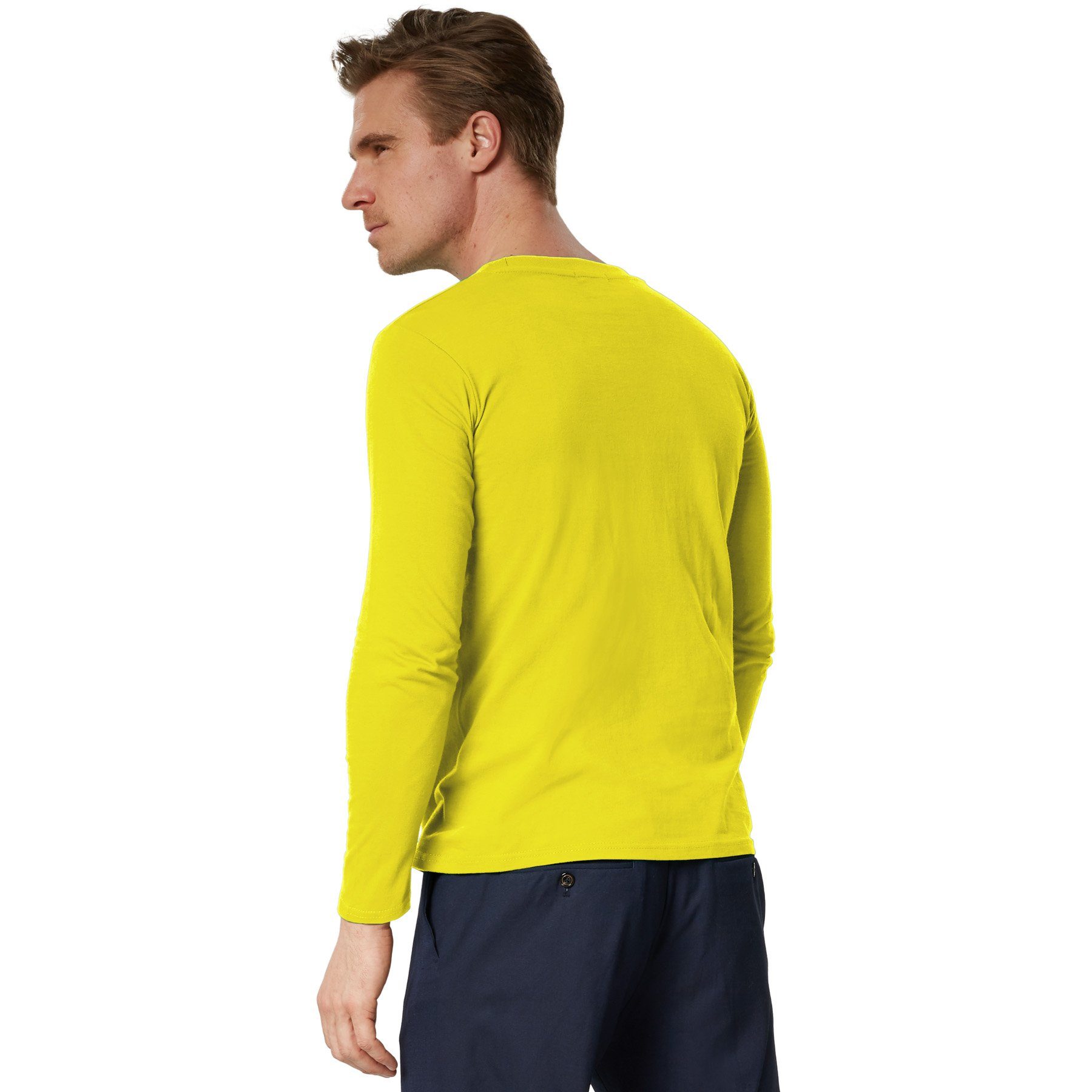 Longsleeve Männer dressforfun Langarm-Shirt Rundhals gelb