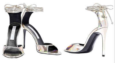 Stella McCartney Stella Mccartney Silver VEGAN Faux Ankle Tie Heels Sandals Pumps Schuh Pumps