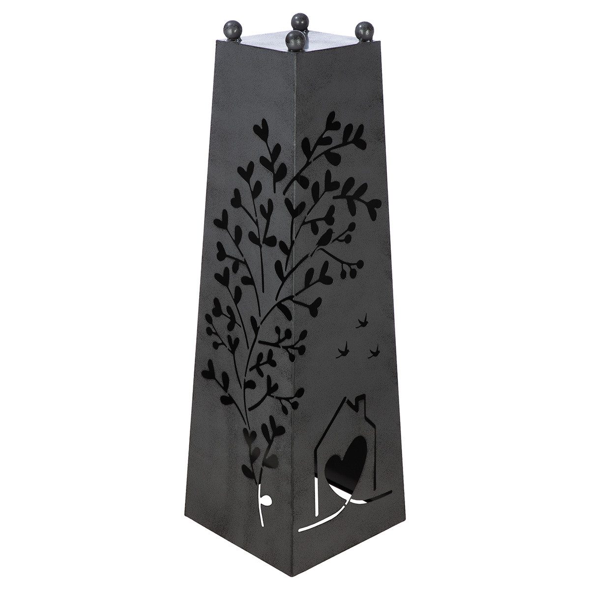 MF Dekoschale Metall Schalenständer Zuhause mit Baum und Herzmotiv in Grau Höhe 95cm (1 St) – Bild 4 von 5