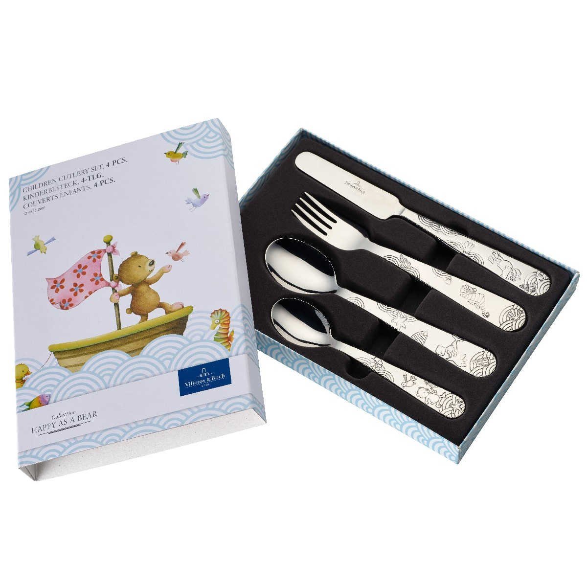 Villeroy & Boch Kinderbesteck Happy as a Bear, rostfreier Edelstahl 18/10, Set 4-tlg.