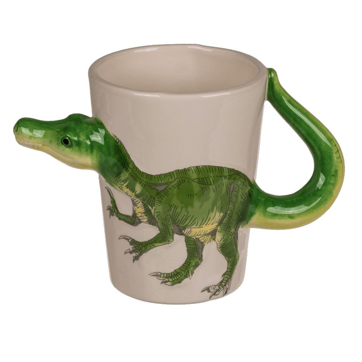Marabellas Shop Tasse Kaffetasse ca. 250 ml mit 3D Dino Design Tasse Dinosaurier Kindertasse, Keramik, mit 3D Darstellung