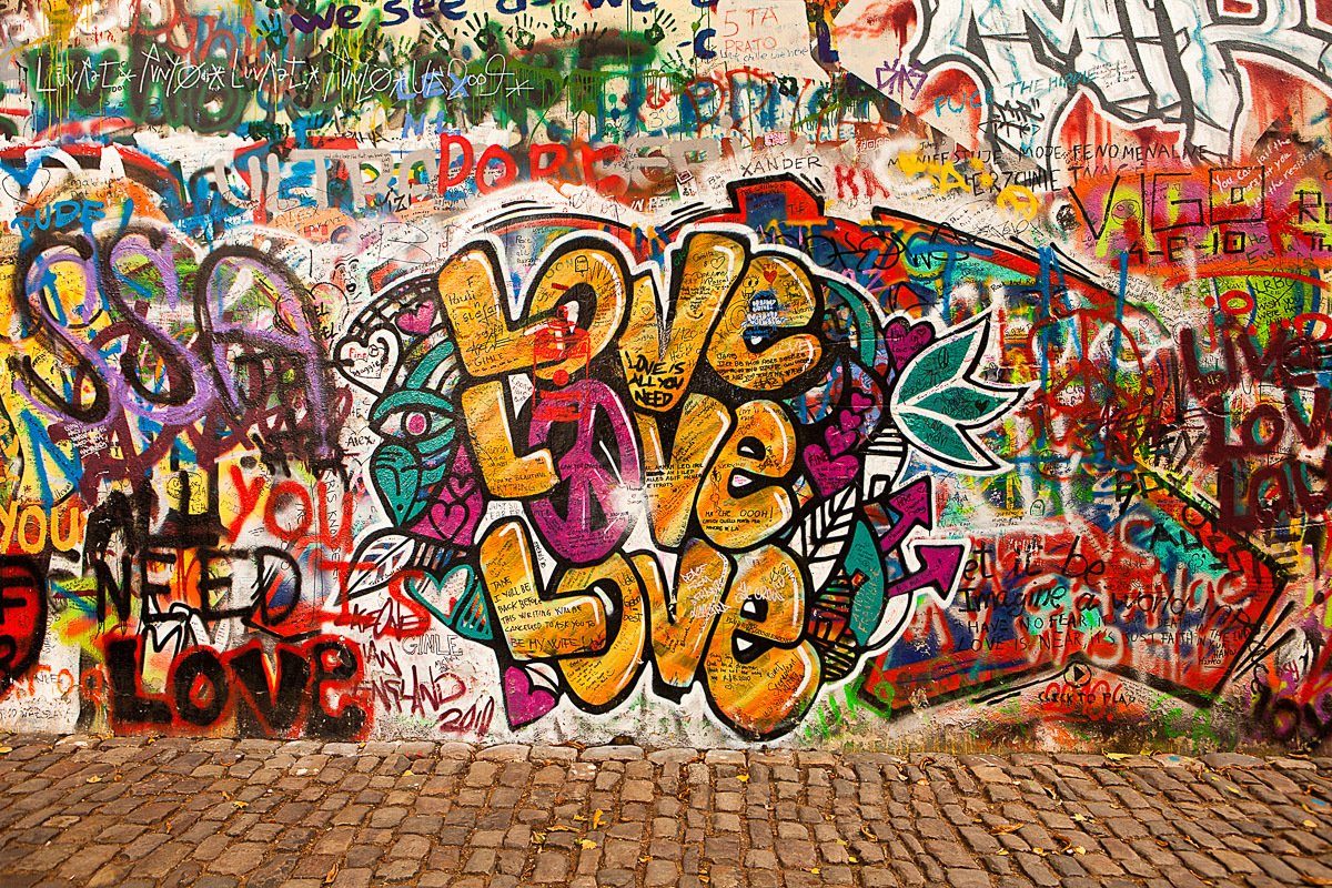 Papermoon Fototapete Wand Graffiti Love