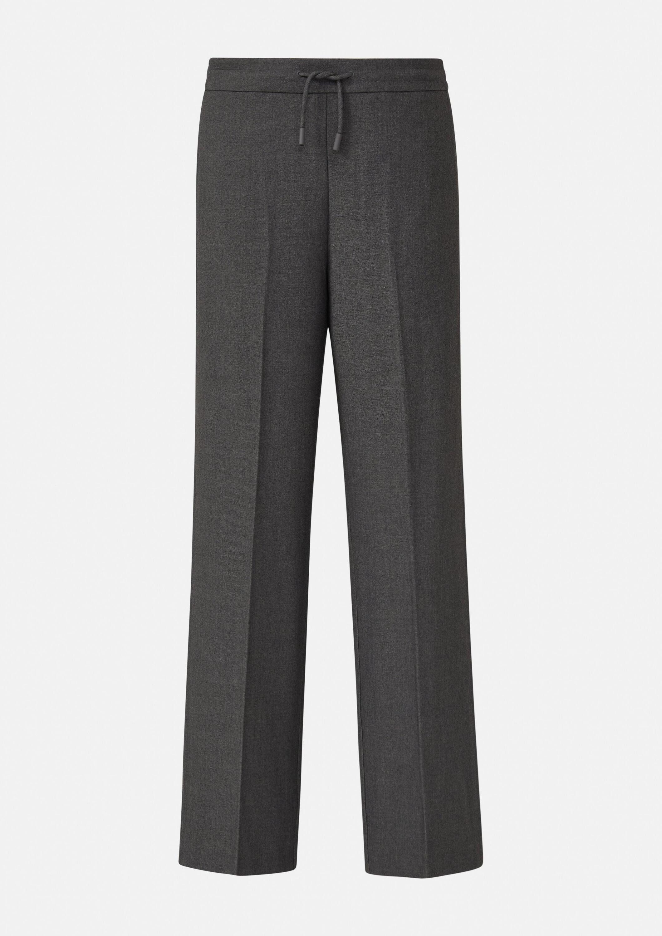 comma Chinos Hose Melierte Wide-Leg-Hose mit Elastikbund