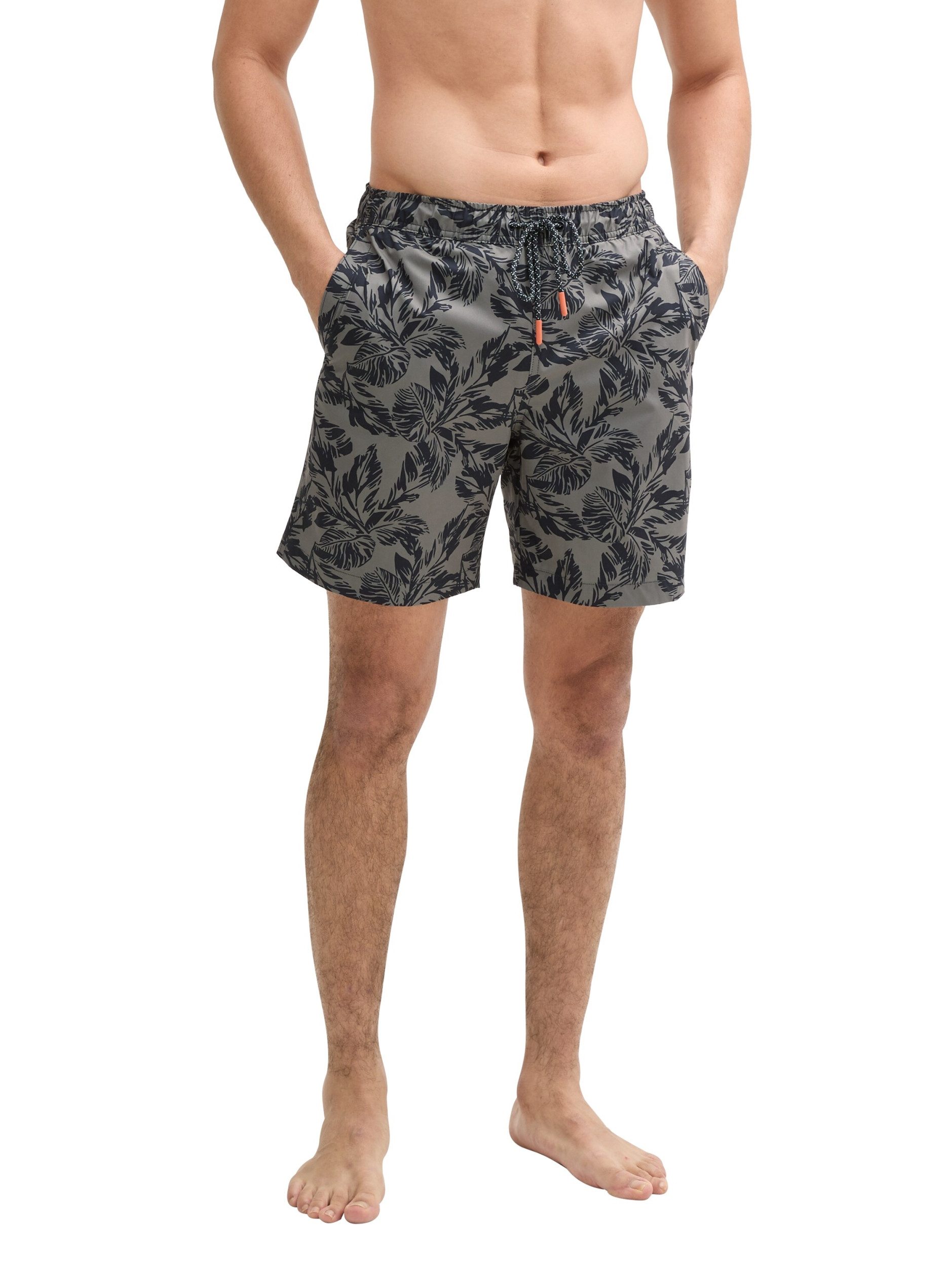 TOM TAILOR Bermudas all over printed swim shorts olive navy leaf design