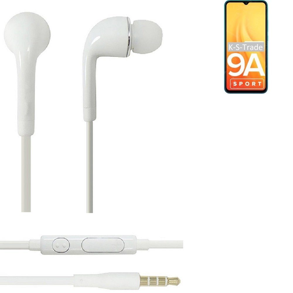 K-S-Trade für Xiaomi Redmi 9A Sport In-Ear-Kopfhörer (Kopfhörer Headset mit Mikrofon u Lautstärkeregler weiß 3,5mm)