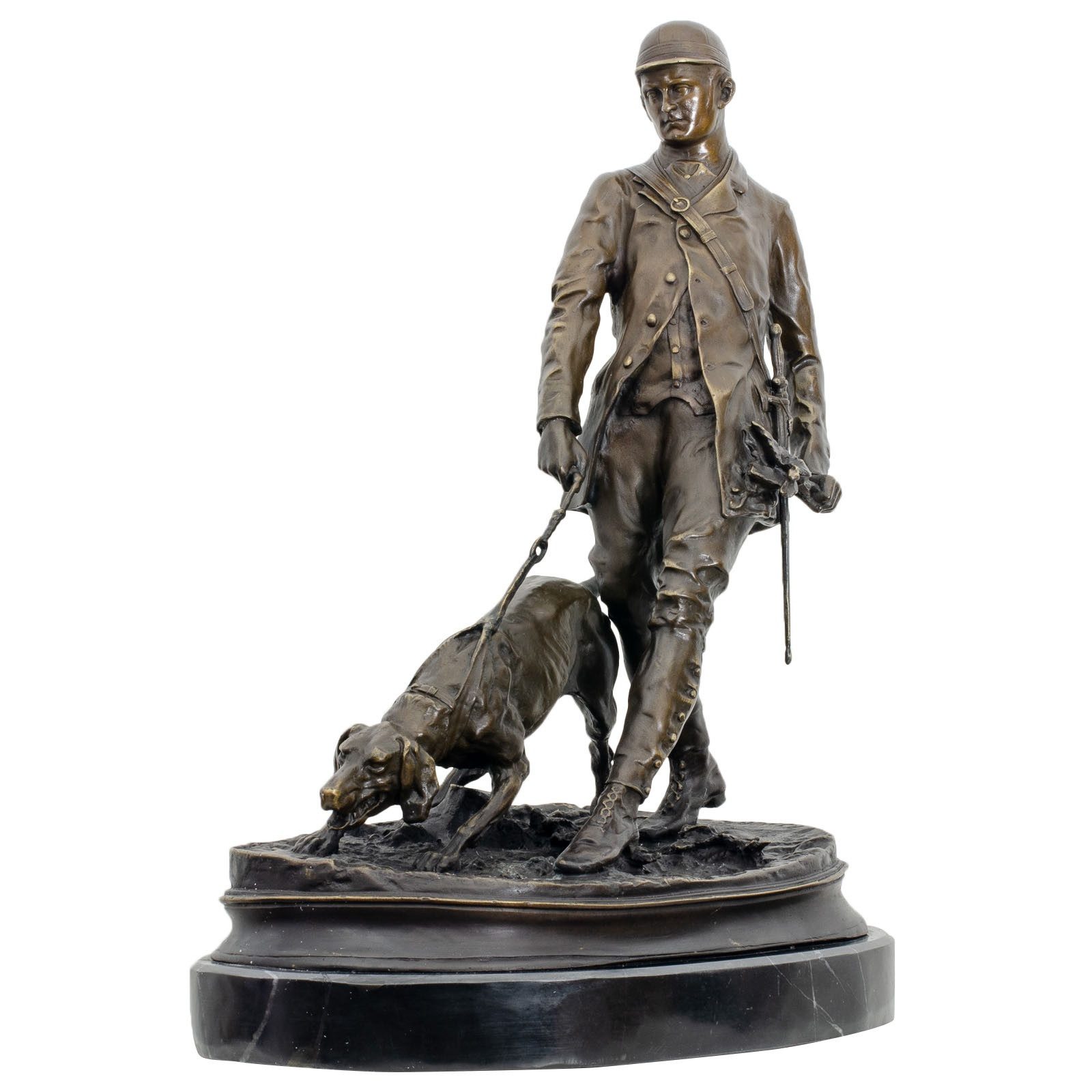 Aubaho Dekoobjekt Bronzeskulptur Jäger Jagd Figur Statue nach Pierre Jules Mene Kopie