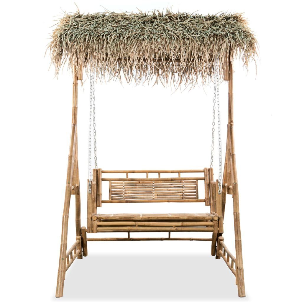 vidaXL Hollywoodschaukel Hollywoodschaukel 2-Sitzer mit Palmblättern Bambus 202 cm, 1-Sitzer, 1 tlg.