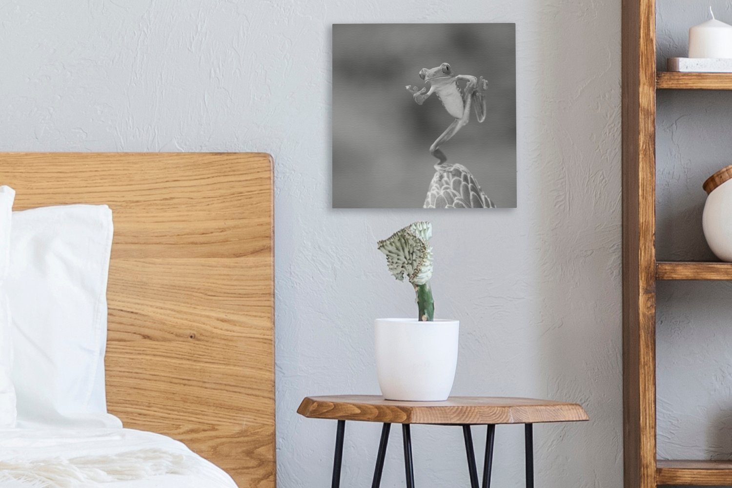 OneMillionCanvasses® für Wohnzimmer in schwarz-weiß, Leinwandbild Leinwand Bilder rotäugige Laubfrosch Costa Schlafzimmer Der St), (1 Rica in