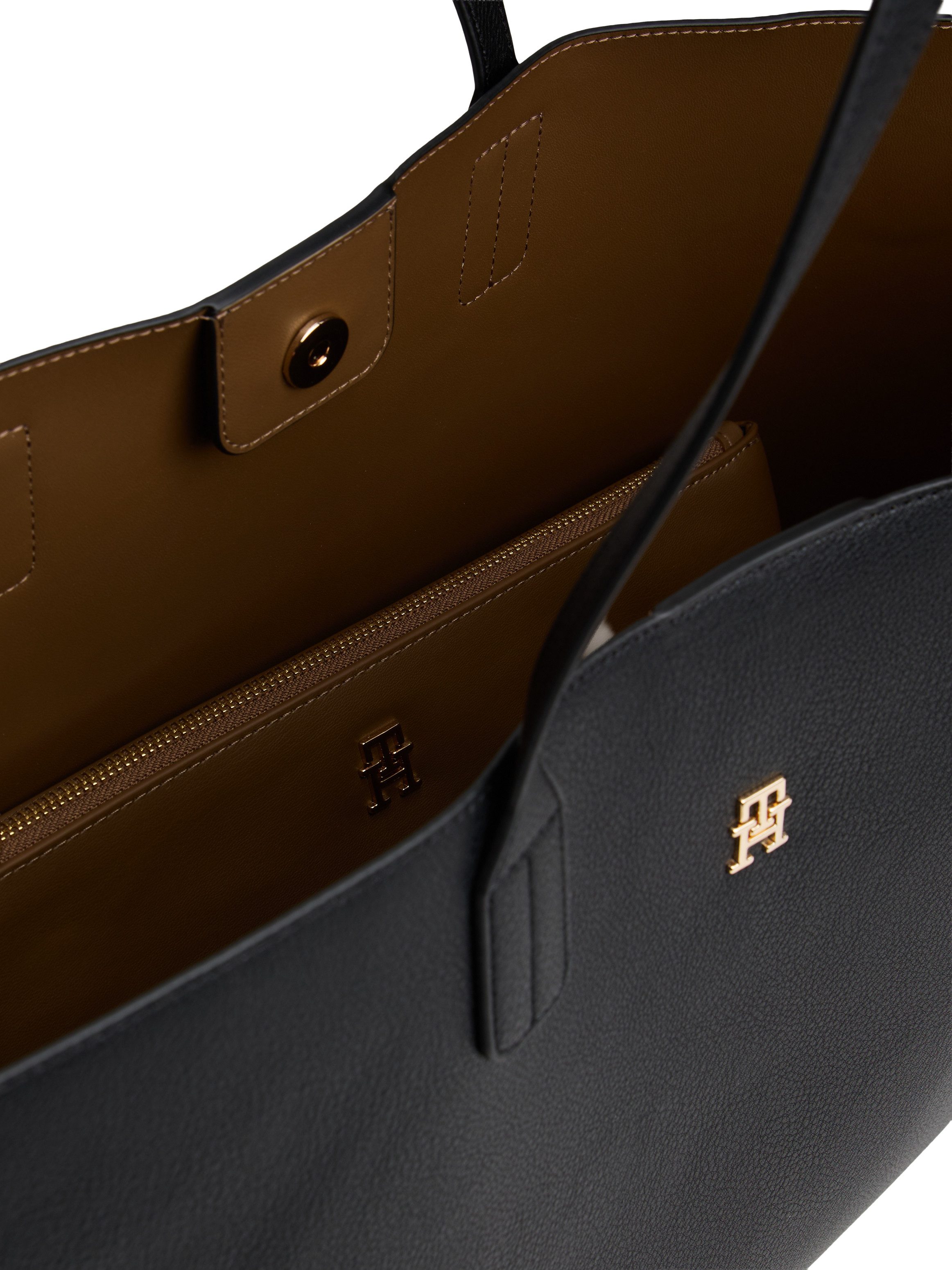 Tommy Hilfiger Tragetasche TH ICON TOTE (3-tlg., Herausnehmbare RV-Innentasche und RV-Außentäschchen), Damen Schultertasche mit herausnehmbarer RV-Innentasche