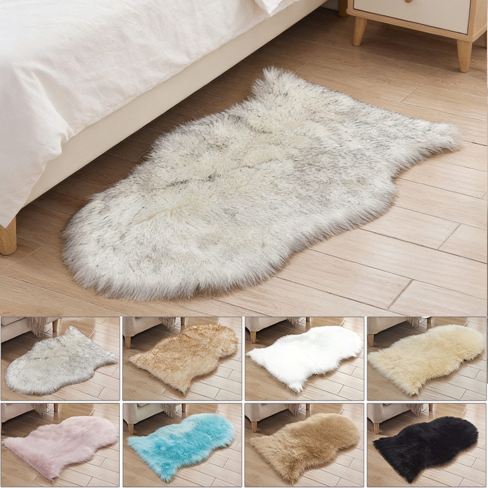 BTTO TEPP Hochflor-Teppich Fellteppich, Kunstfell, Weich, Hochflor Shaggy Teppiche, Florlänge 60mm, 40 X 60 cm-1 P
