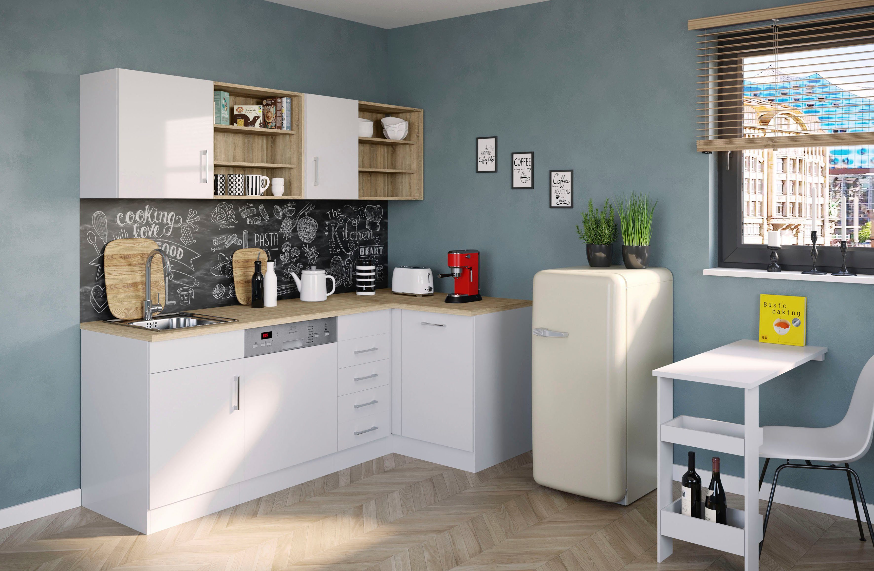 KOCHSTATION Küche KS-Mali, Stellbreite 210/110 cm, mit E-Geräten