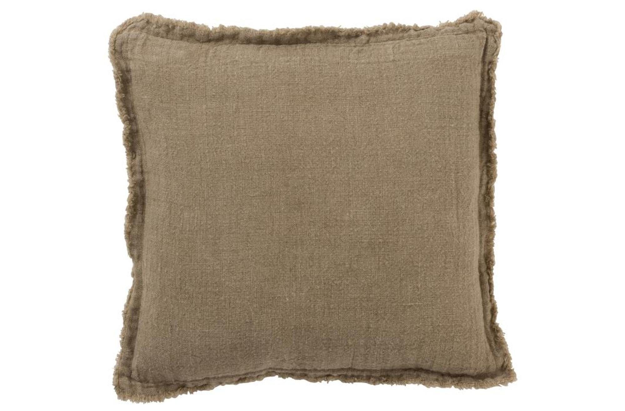 Dekokissen Leinenkissen Shabby Chic 50x50 cm, khaki-braun, inkl. Füllung, Vintage Zierkissen Couchkissen Sofakissen.