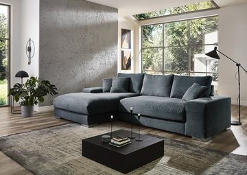 Iwaniccy Sofa SOFT, B 285 cm, Grau, Breitcord, mit 3 Rücken- und 3 Zierkissen