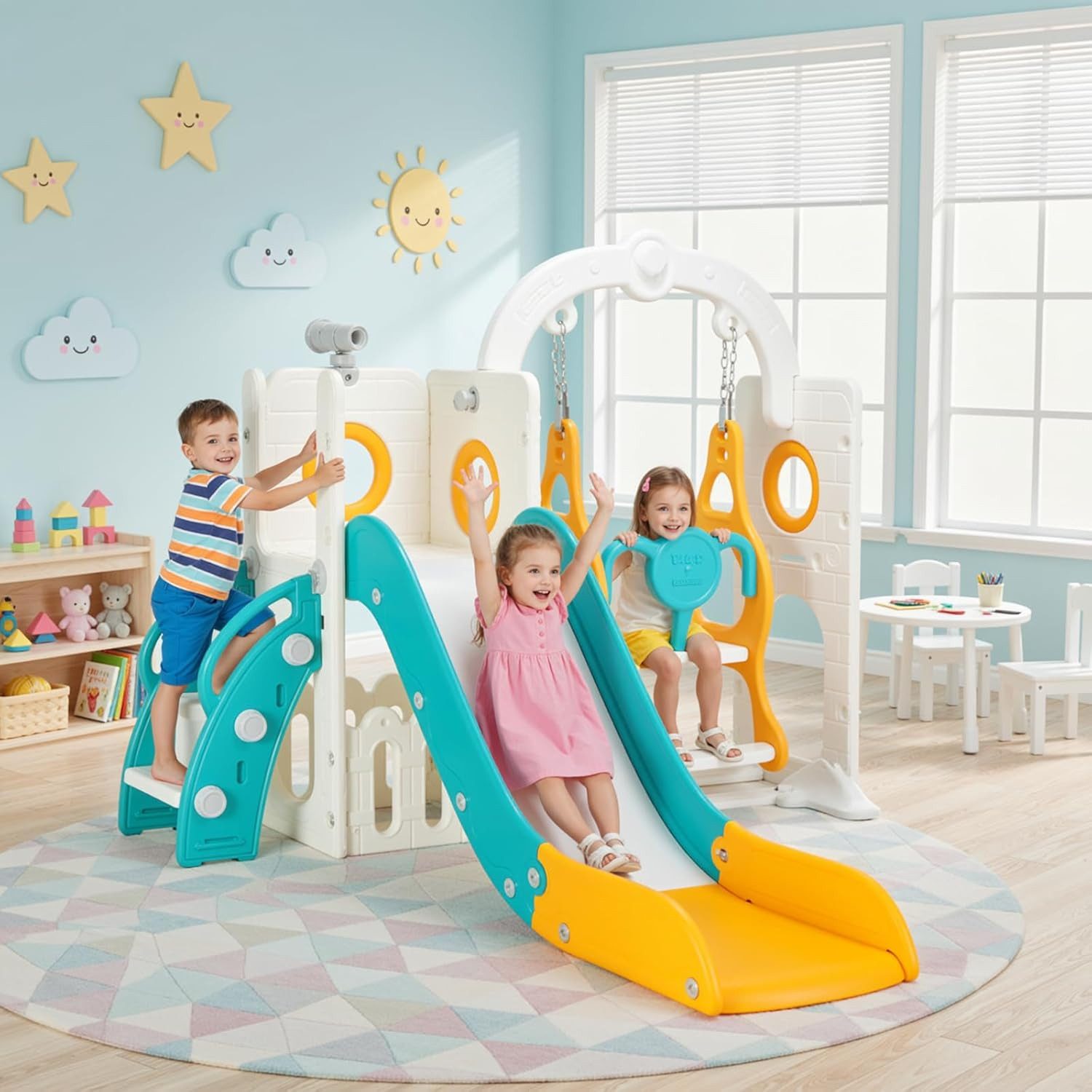 TLGREEN Rutsche 5-in-1 Kinderrutsche, Gartenrutsche Breite Stufen und Griff günstig online kaufen