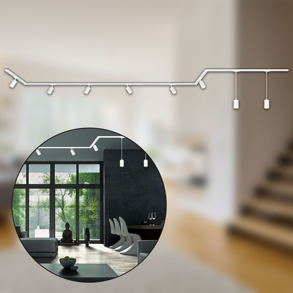 Briloner Leuchten LED Deckenleuchte 8013086B, LED wechselbar, 2700K - Extra-Warmweiß, Schienensystem Rail 5,25 m Weiß max. 9W Decke Wohnzimmer Büro Küche